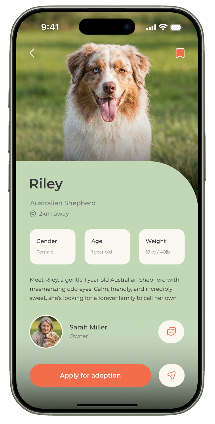 With Paw information screen