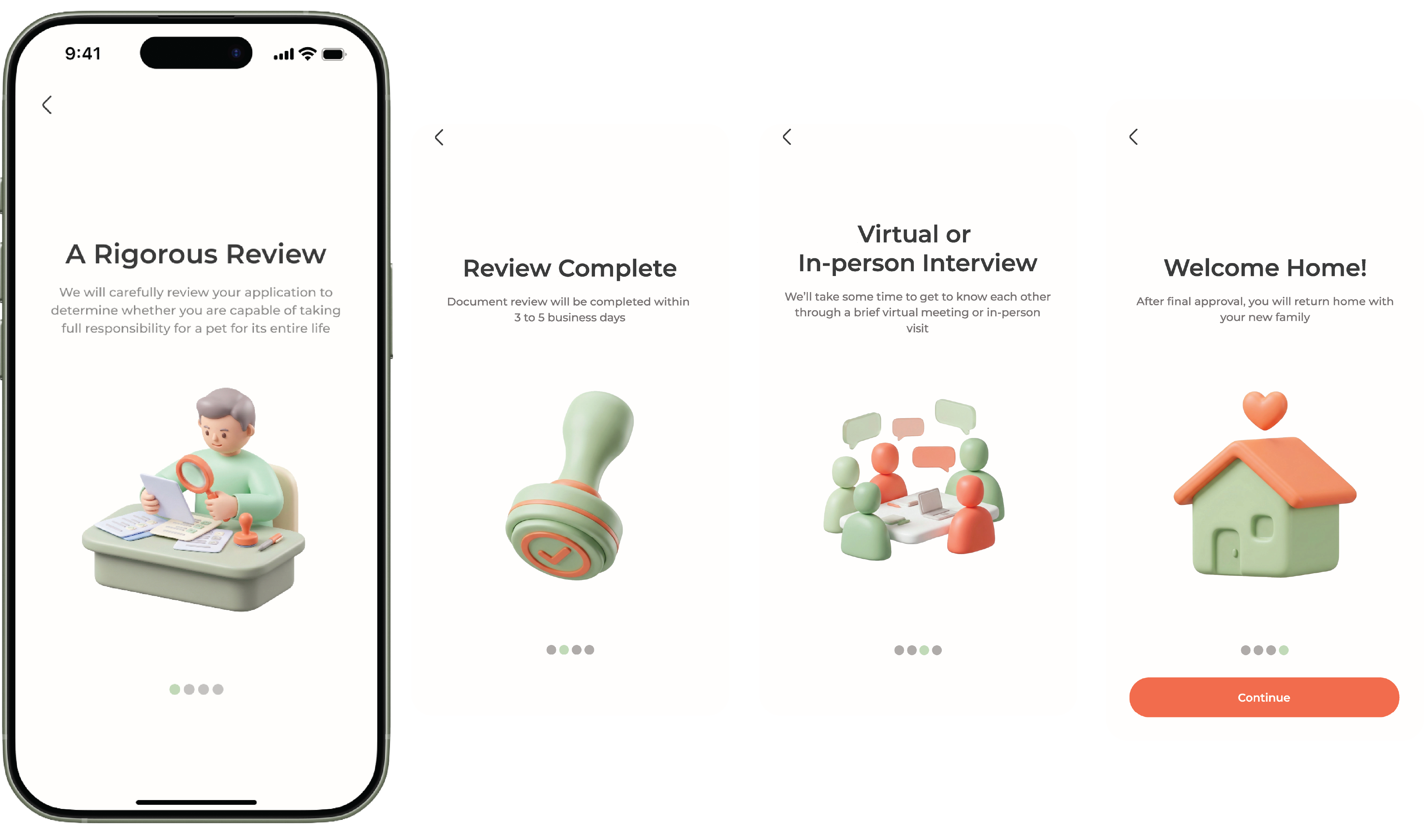 With Paw adoption process screens
