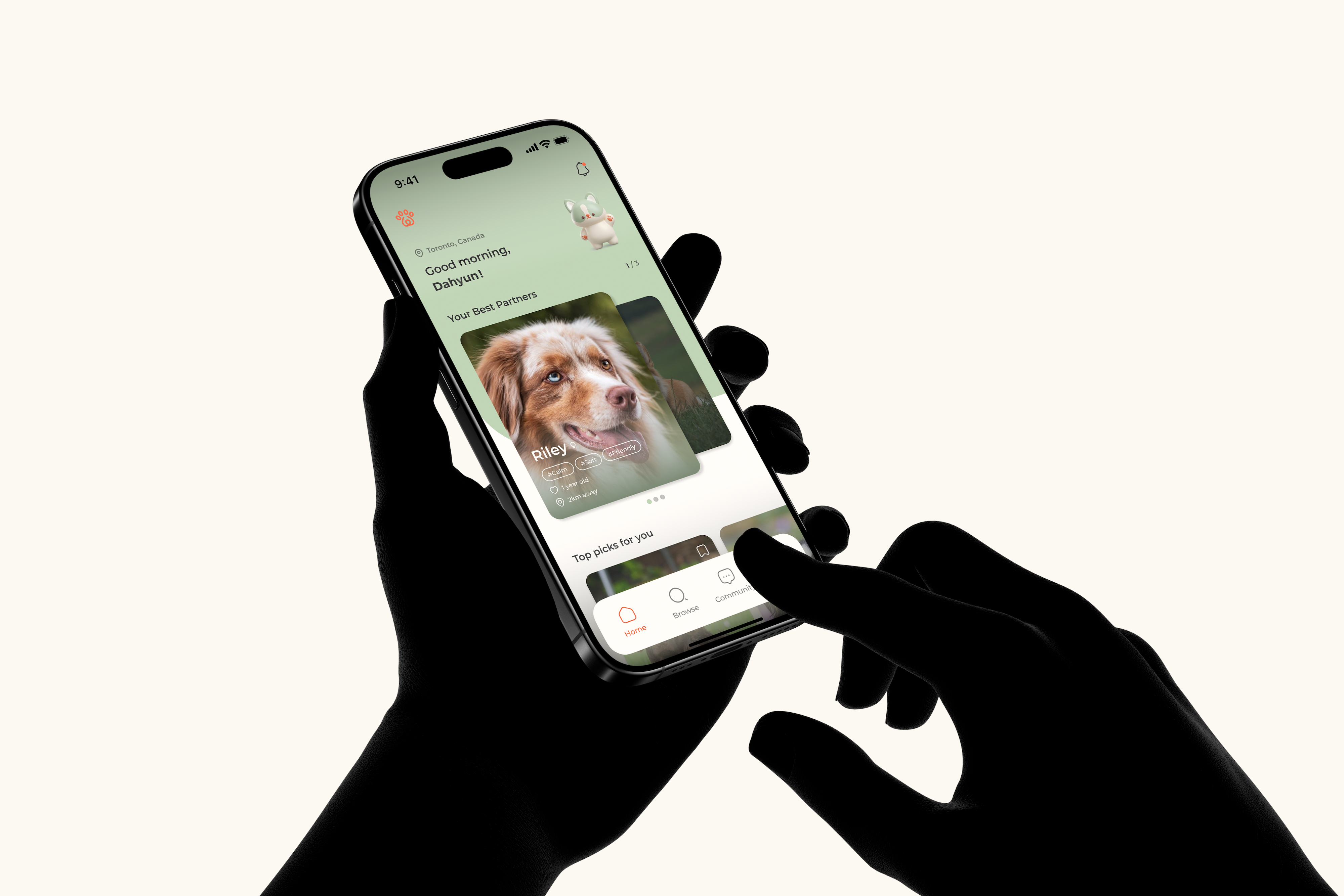 A mockup image of With Paw app design