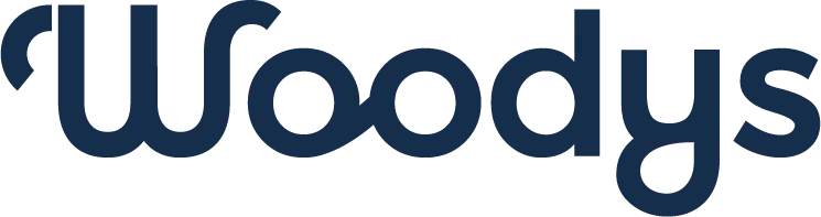 Woody's logo in dark blue stylized text.