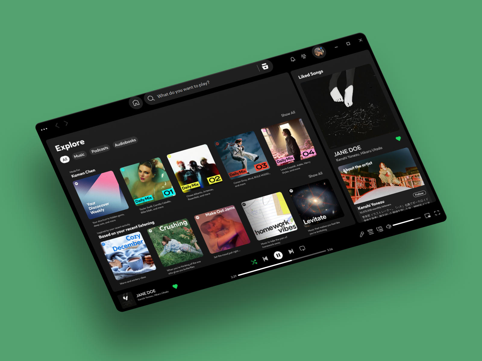 Spotify redesigned home screen that looks like the original library page