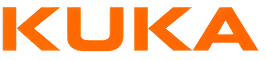 KUKA-Logo in orange mit markanten, modernen Buchstaben.