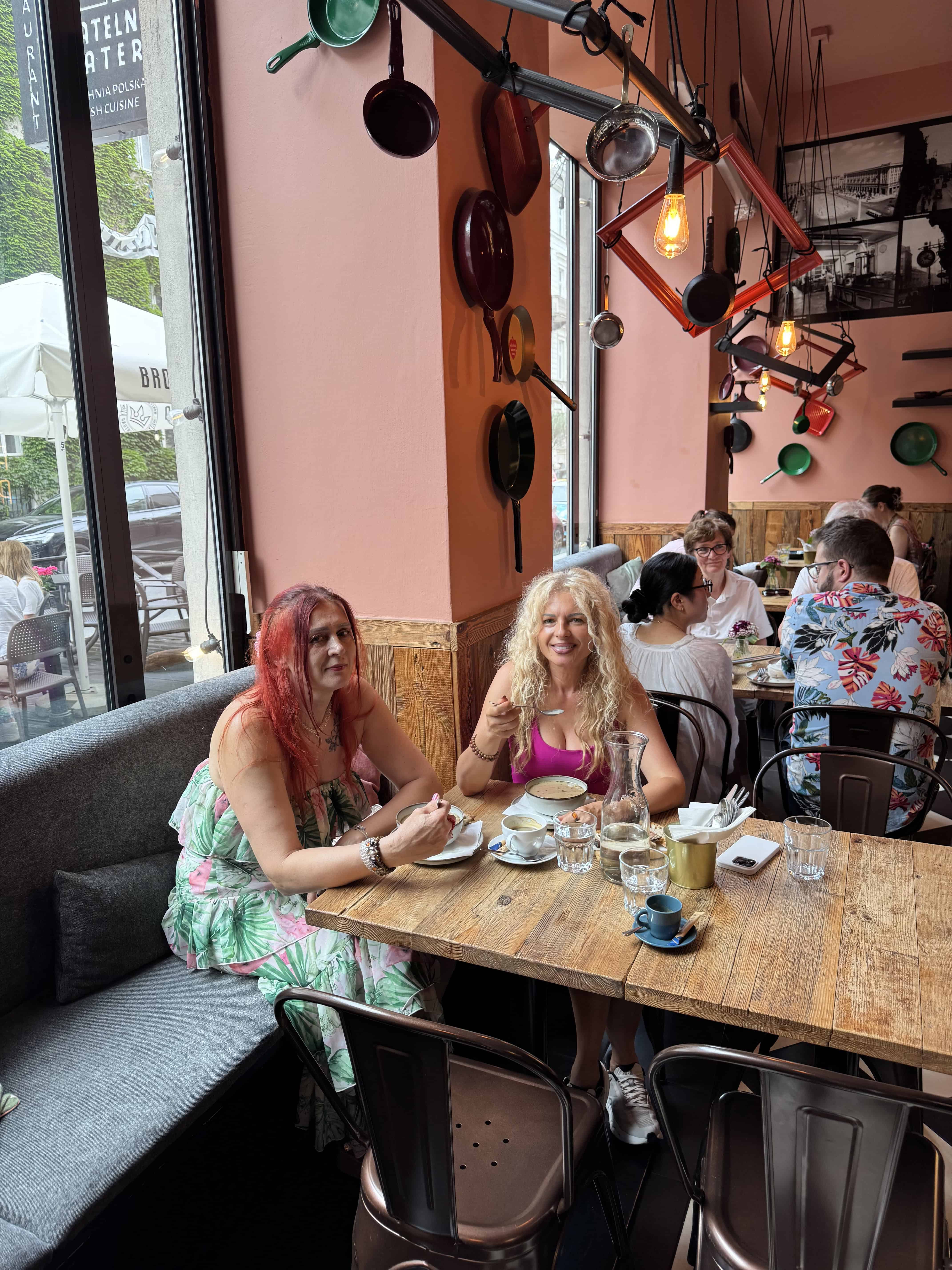 Private food tour in Warsaw with guests dining in a local restaurant