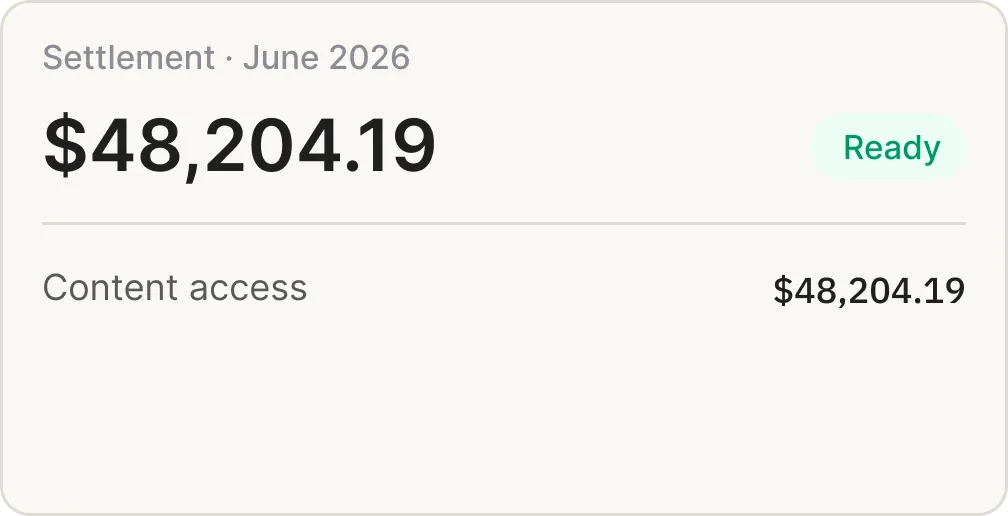 Financial summary for June 2026 showing $48,204.19 total with breakdowns for training, search, and calls.