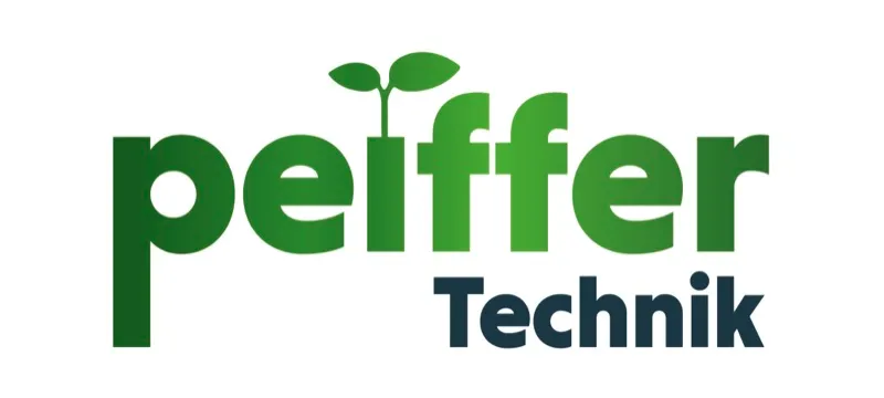 Logo Peiffer Technik mit grünem Schriftzug und Pflanzensymbol, eingeführt 2022