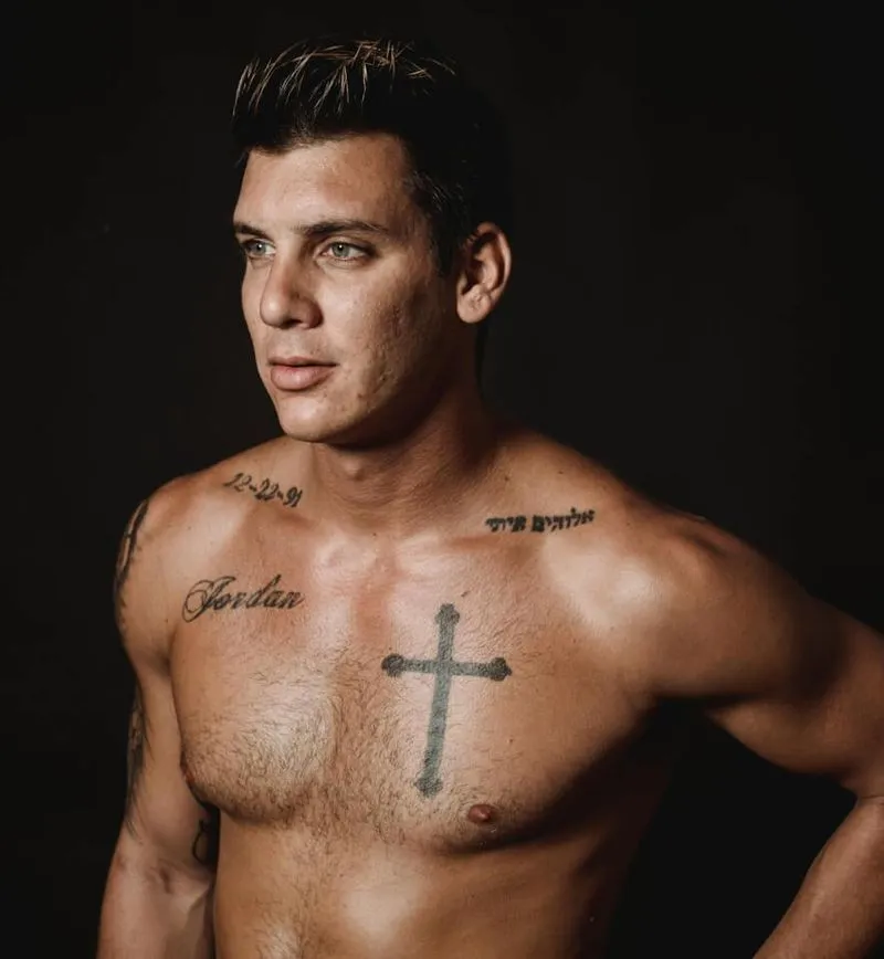 portrait of shirtless muscular man