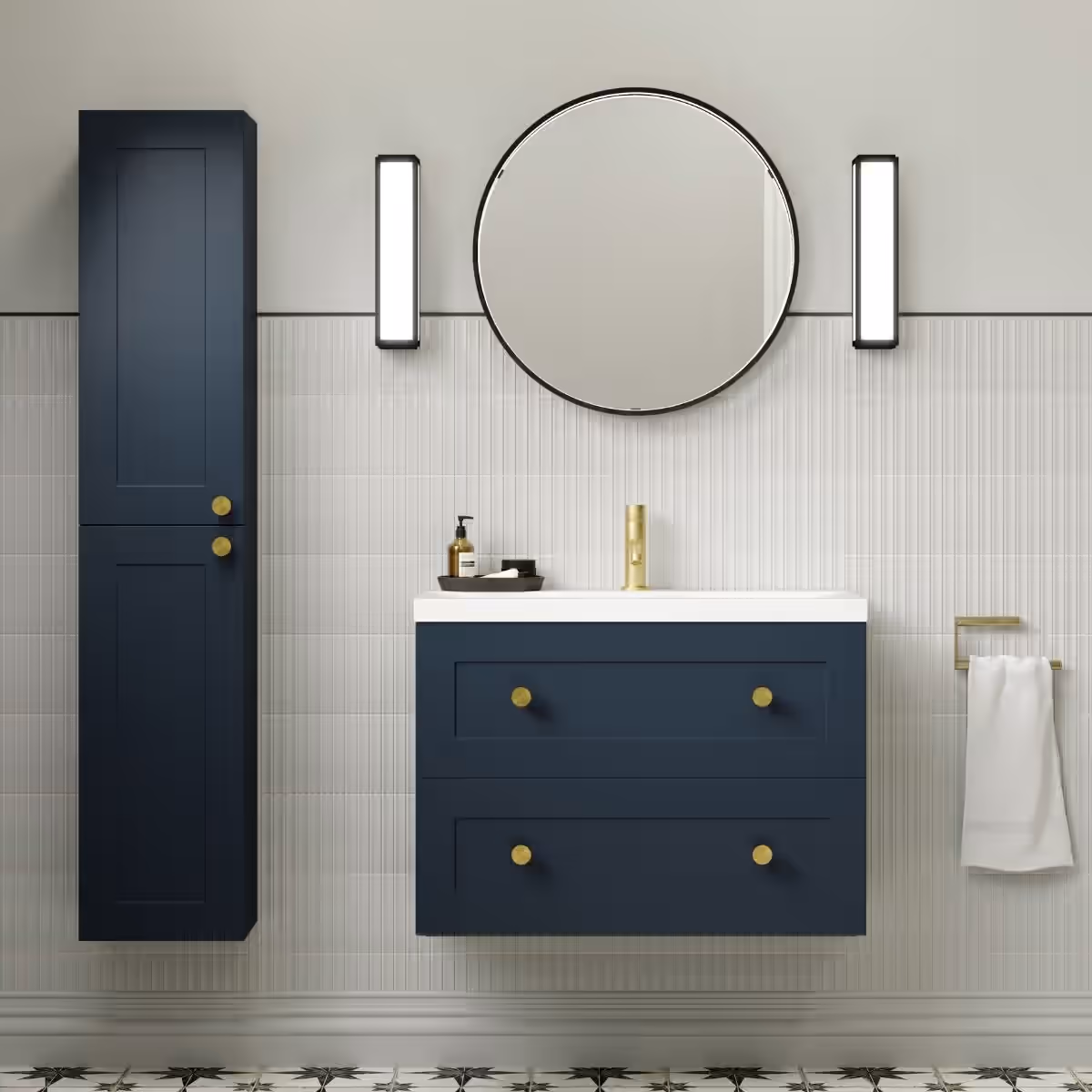 CLARITY  600MM FLOOR STANDING UNIT & BASIN Henley Blue