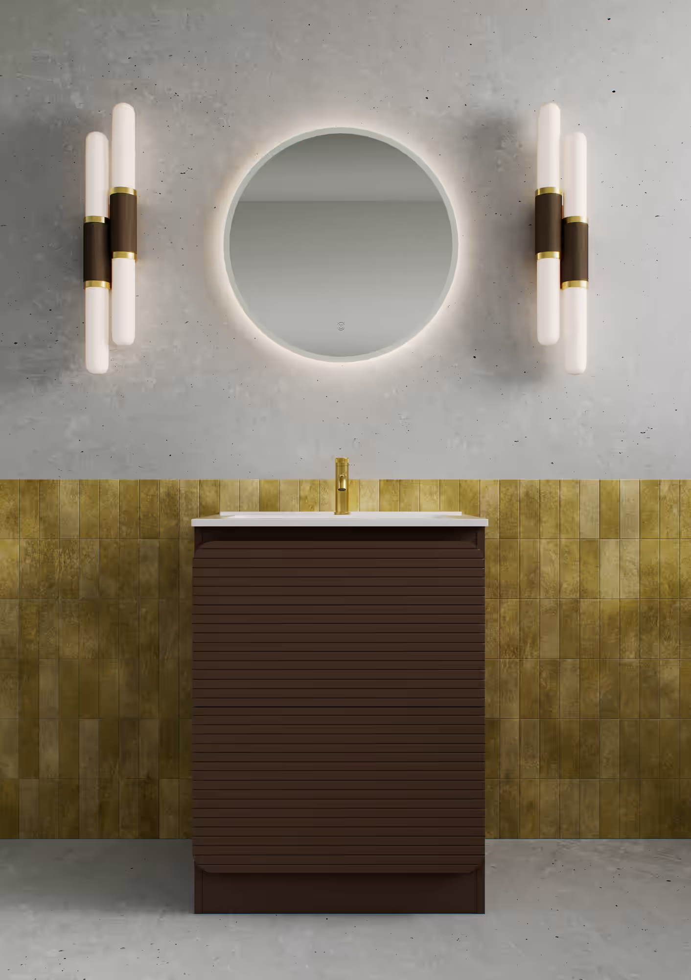 RÍAN 600MM FLOOR STANDING TWO-DRAWER UNIT & BASIN Chocolate brown