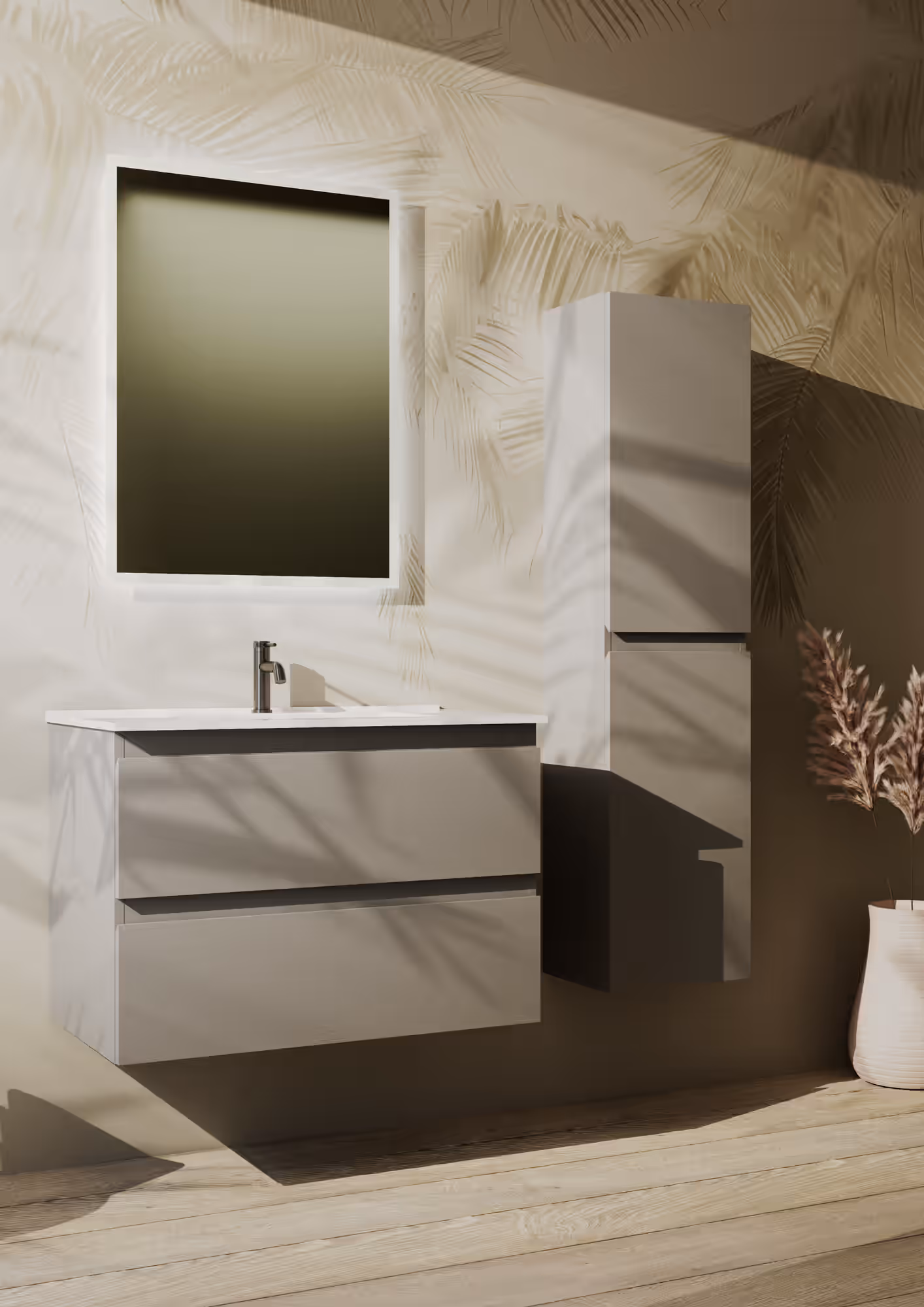 INCLINE 600MM WALL HUNG UNIT & BASIN Grey