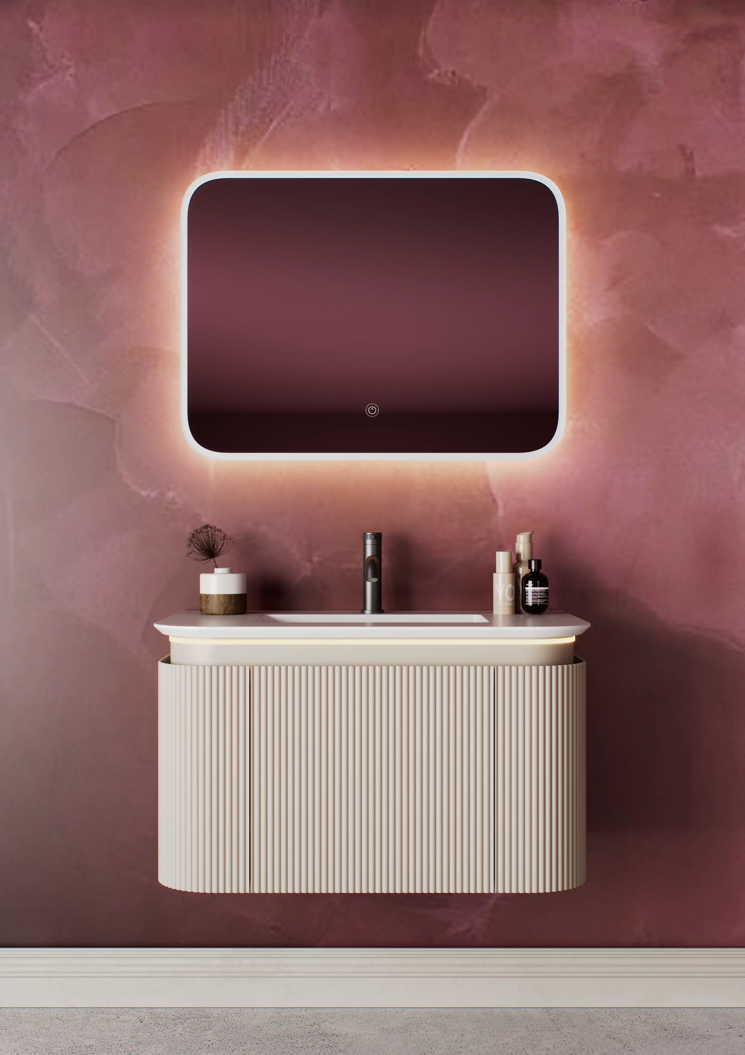 NADU WALL HUNG CABINET WITH LED SENSOR 800mm OYSTER WHITE