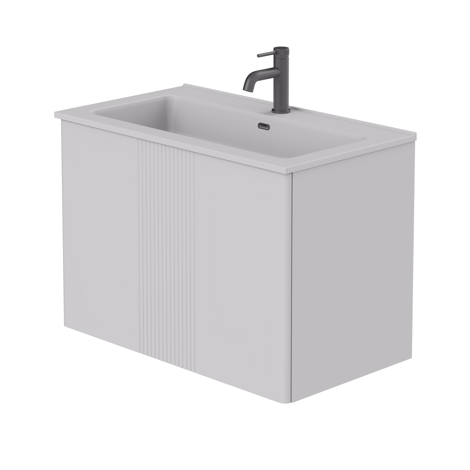 EALA 800mm WALL HUNG UNIT MATT WHITE WITH INSET BASIN.