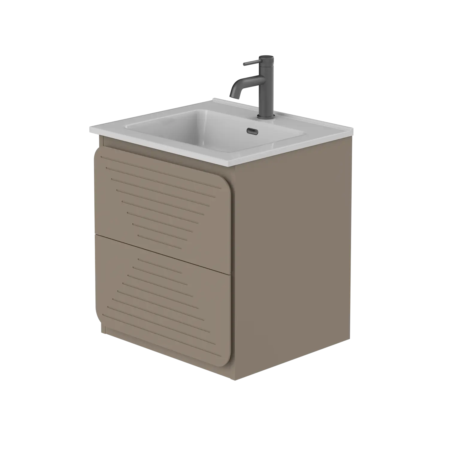 GLOR 500mm WALL HUNG UNIT MOCHA WITH WHITE BASIN.