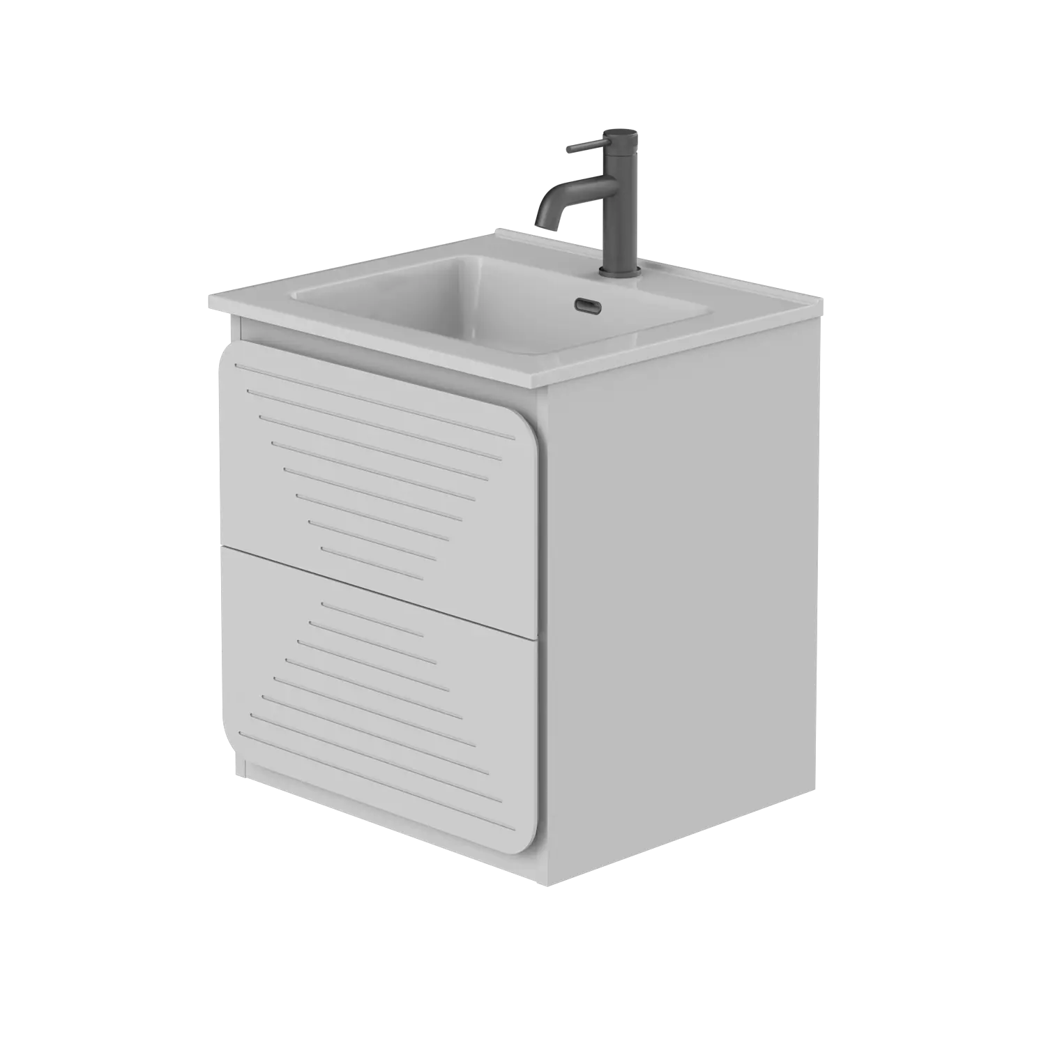 GLOR 500mm WALL HUNG UNIT WHITE WITH WHITE BASIN.