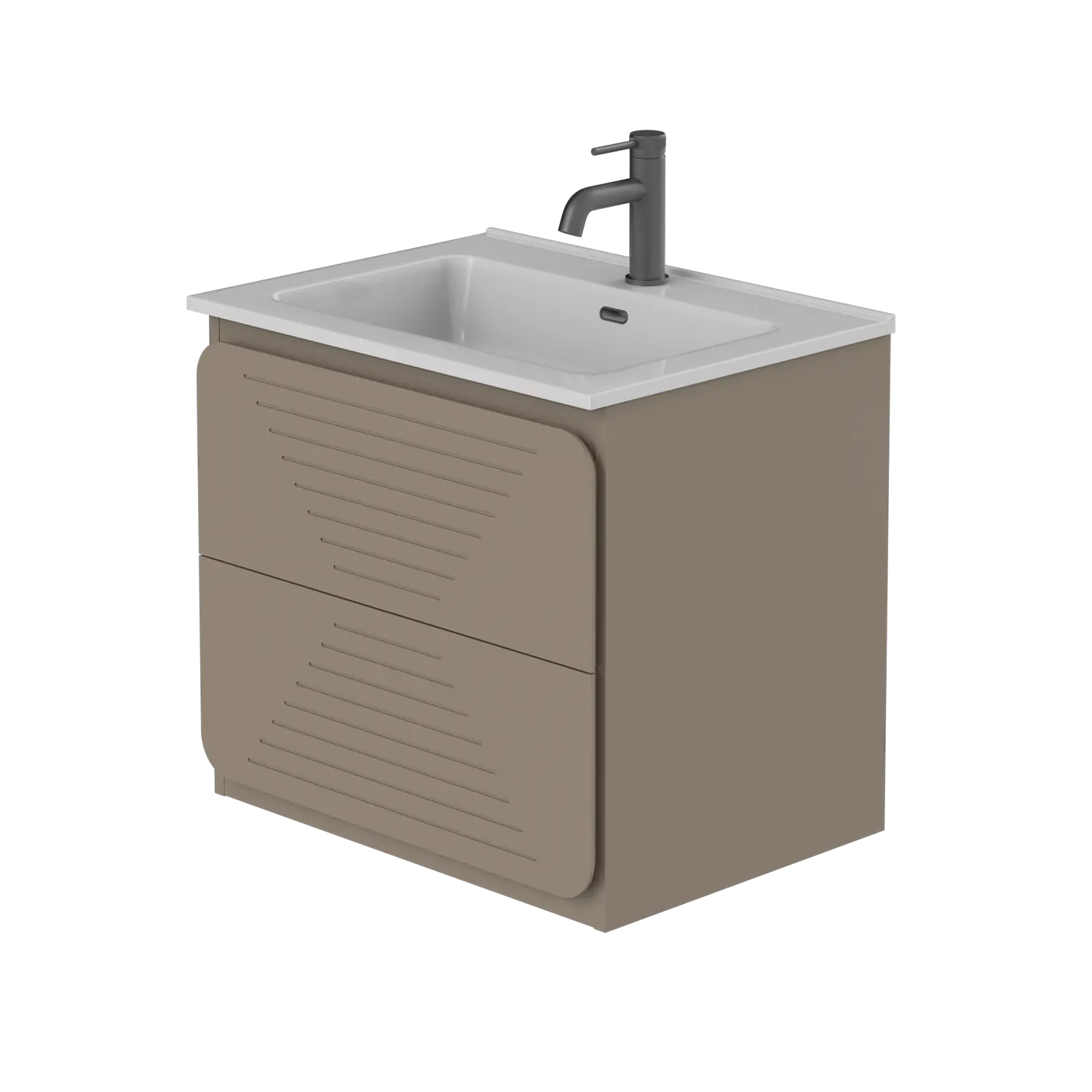 GLOR 600mm WALL HUNG UNIT MOCHA WITH WHITE BASIN.