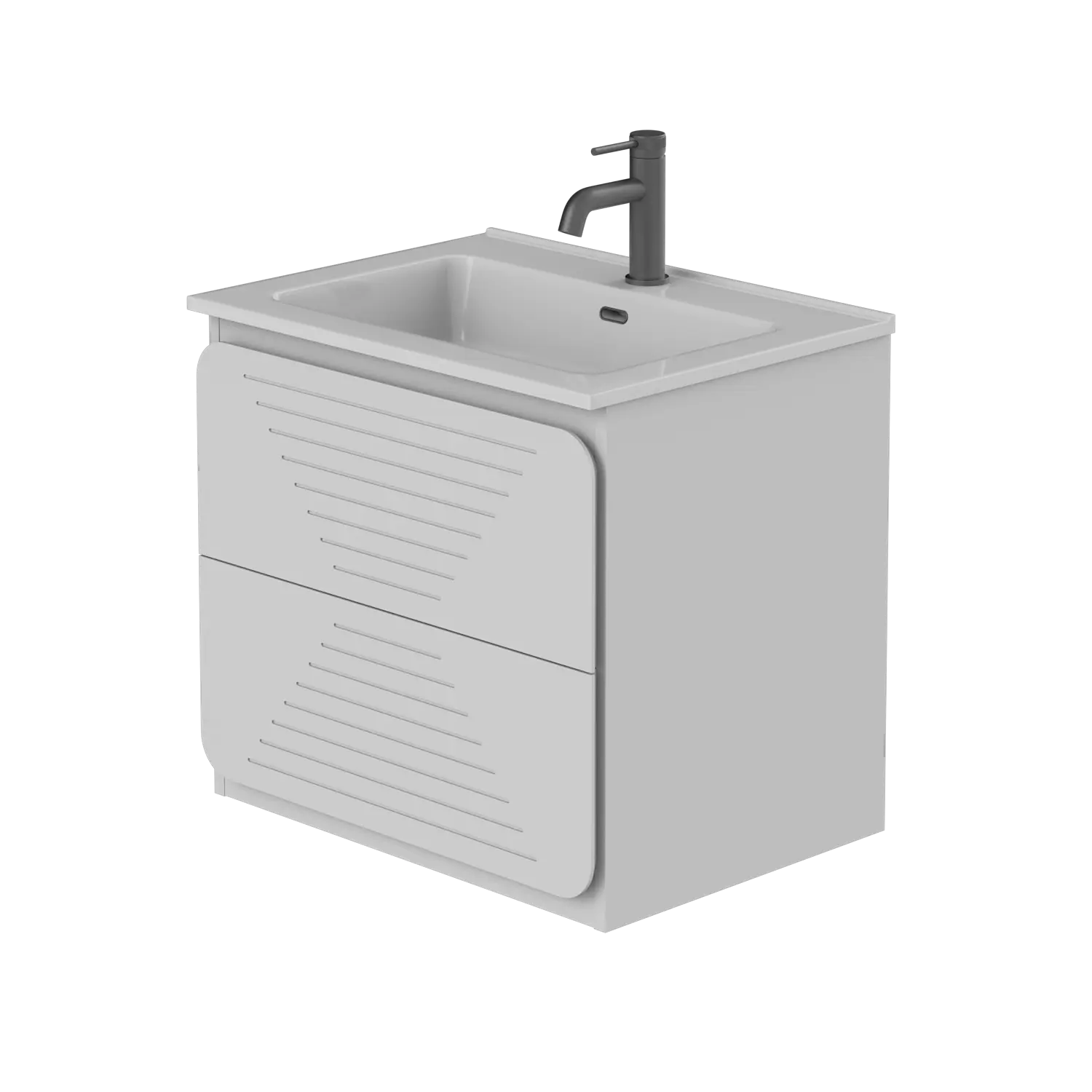 GLOR 600mm WALL HUNG UNIT WHITE WITH WHITE BASIN.