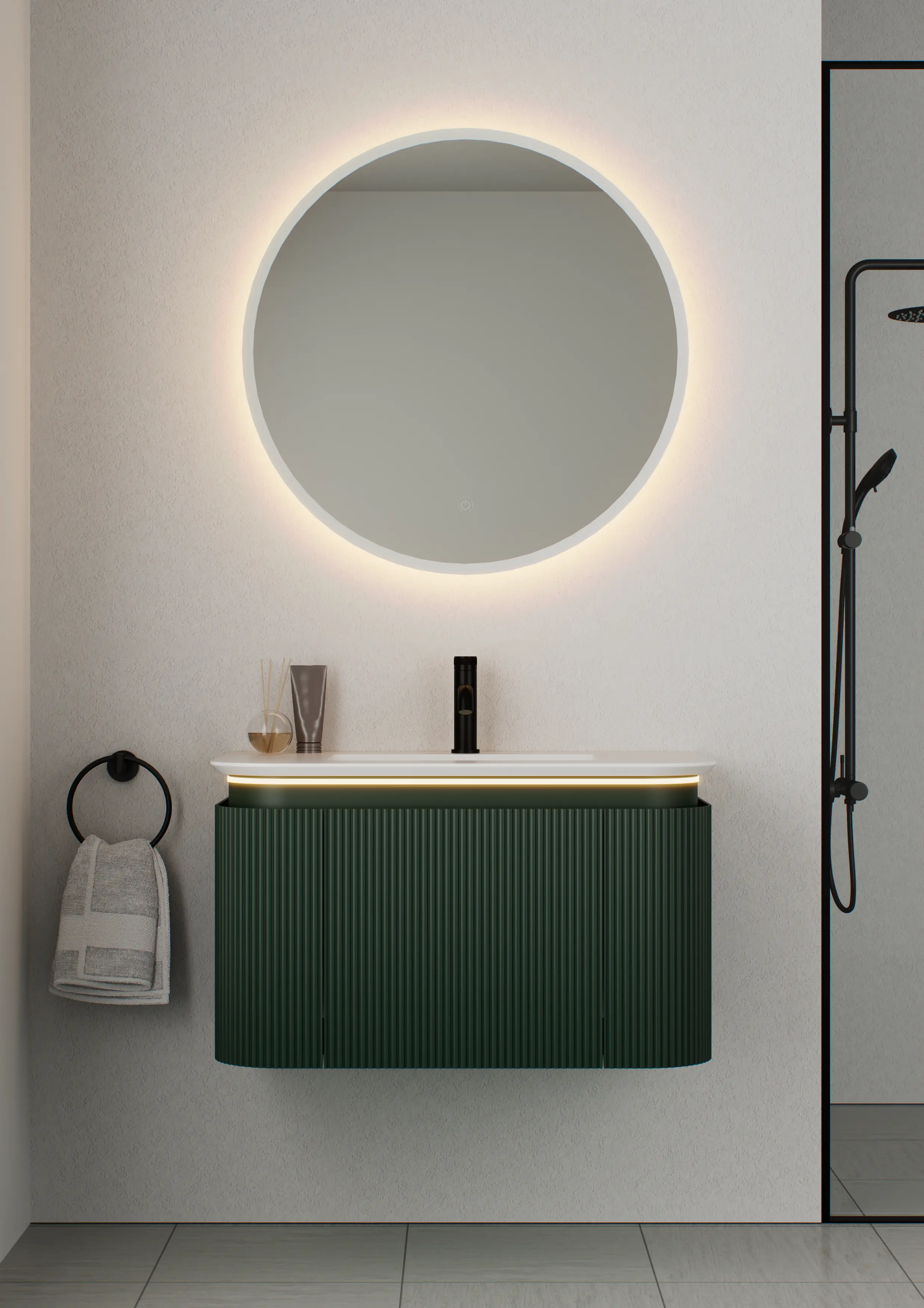 NADU WALL HUNG CABINET WITH LED SENSOR 800mm FIR GREEN