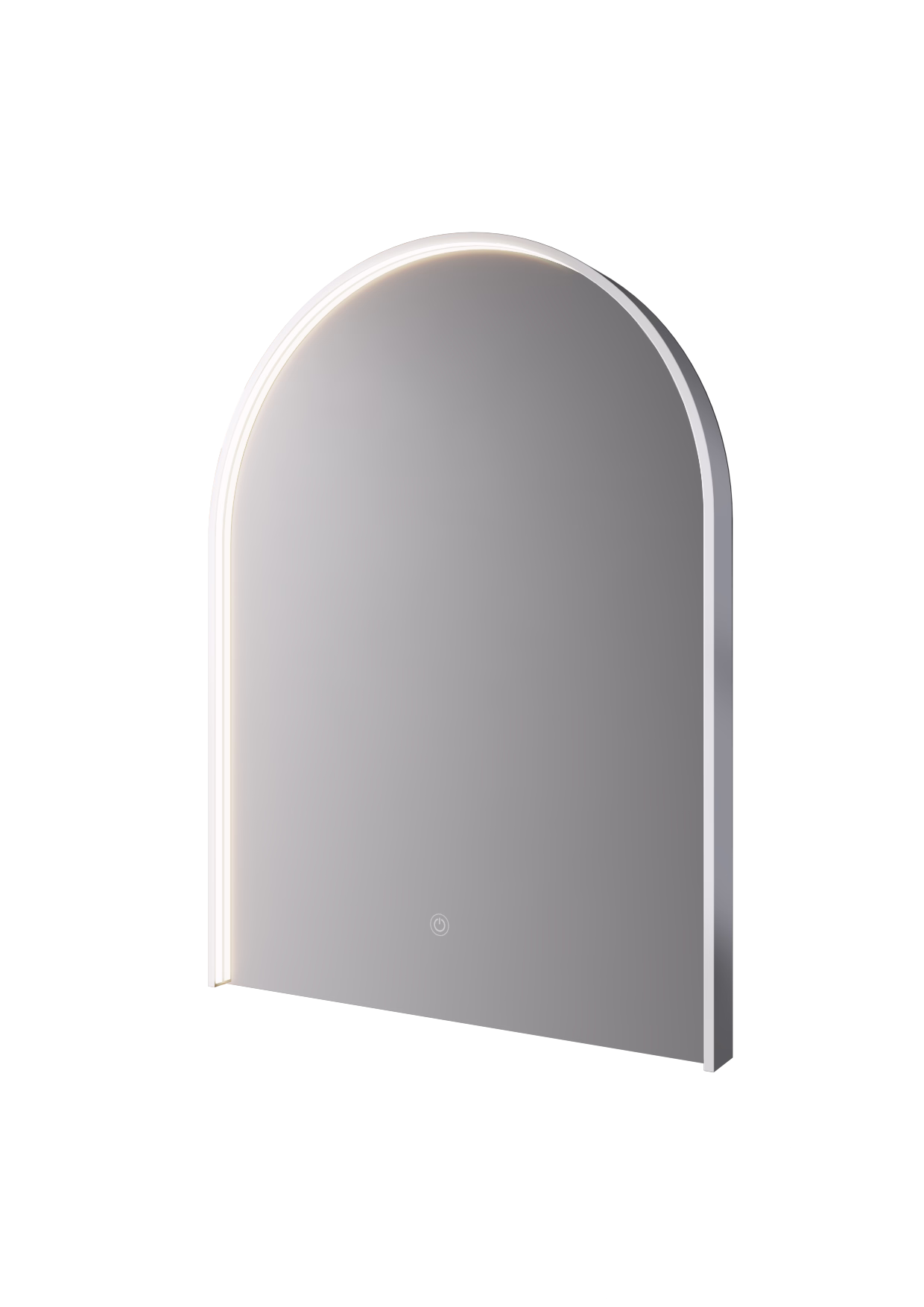 ARC ARCHED MIRROR 500 X 700 CHROME WITH LIGHT AND DEMISTER.