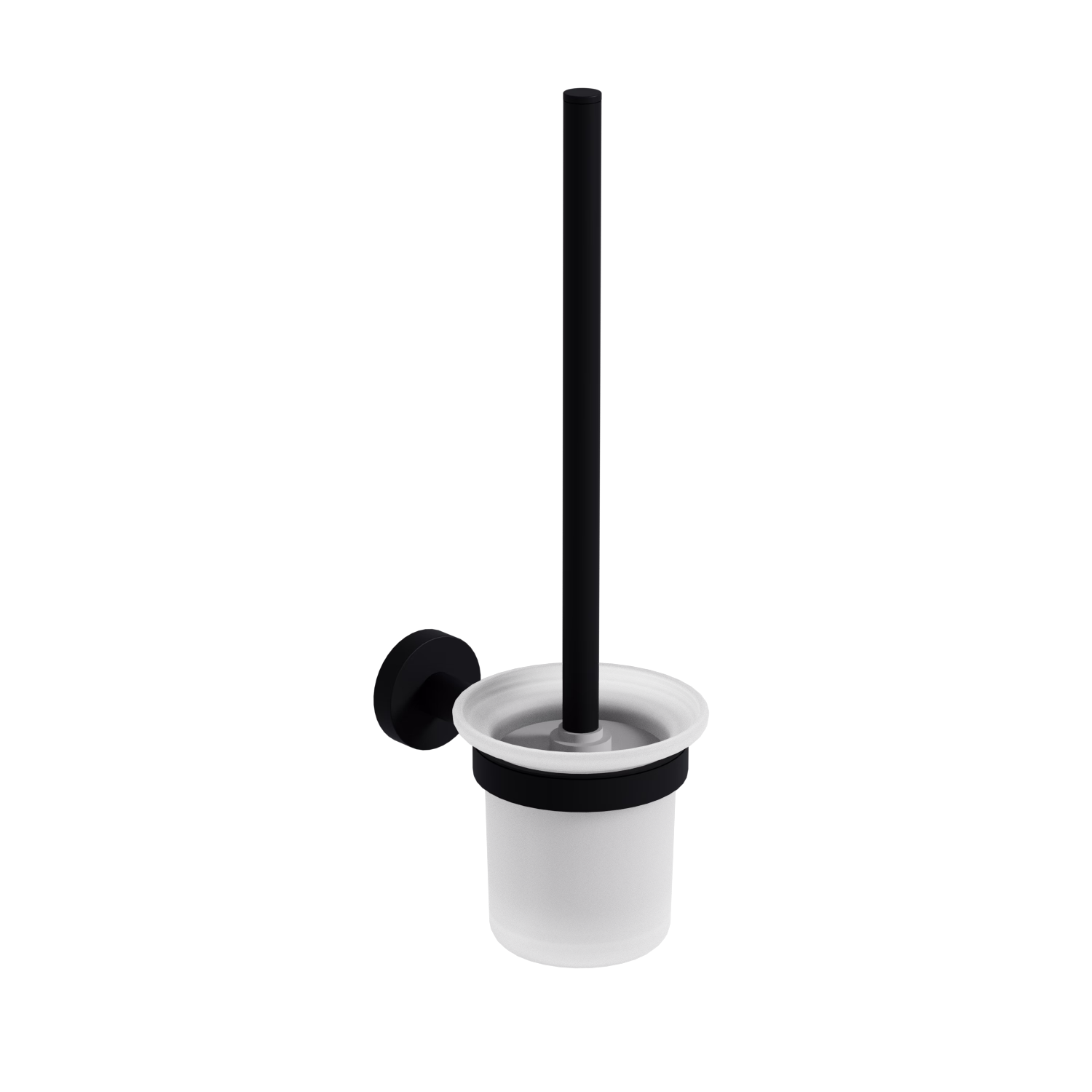 DIA MATT BLACK ROUND TOILET BRUSH AND HOLDER.