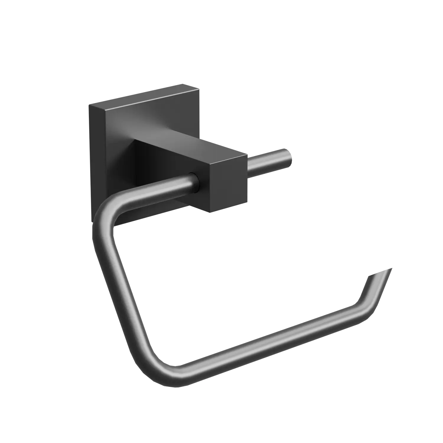 EZRA GUN METAL SQUARE TOILET ROLL HOLDER.