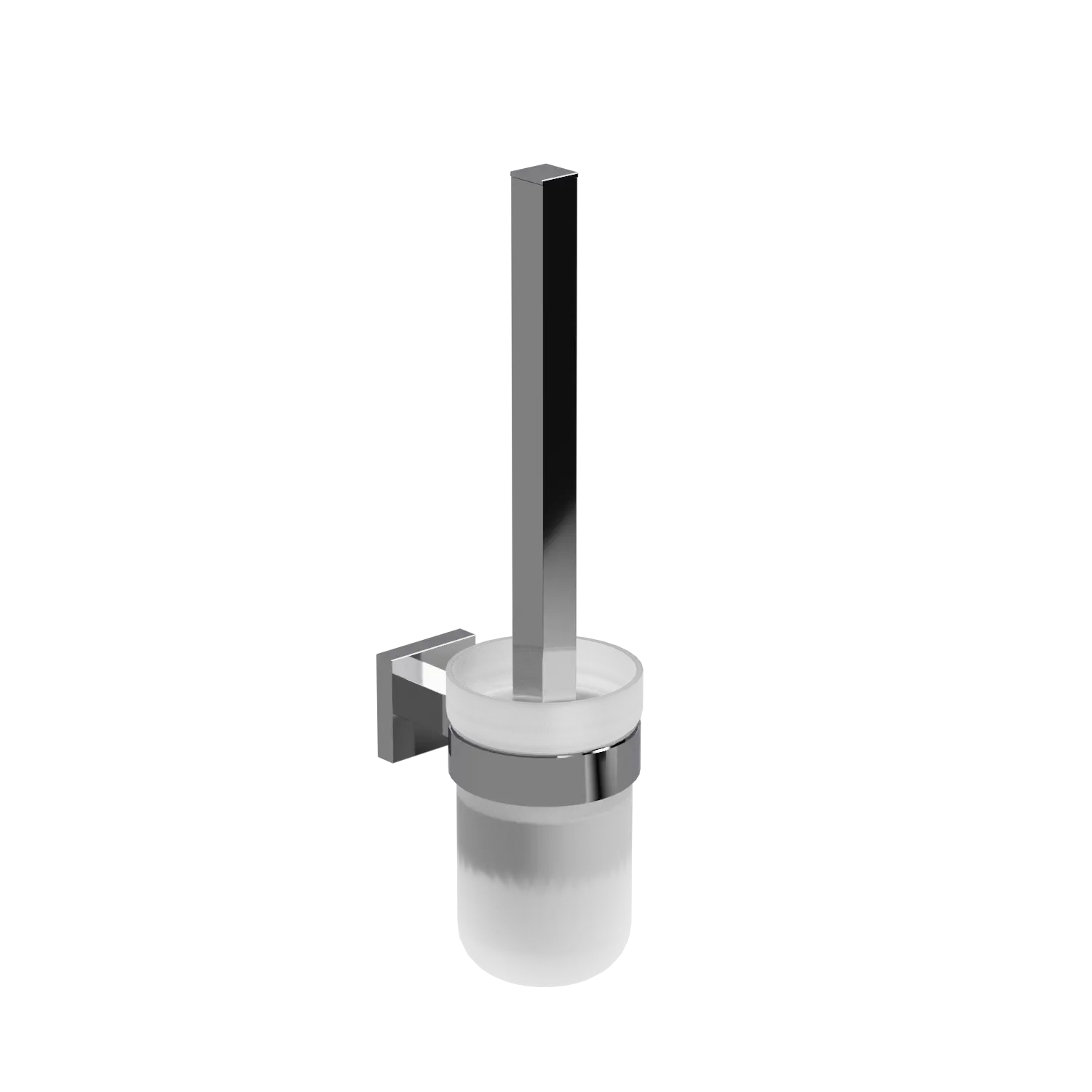 EZRA CHROME SQUARE TOILET BRUSH AND HOLDER.