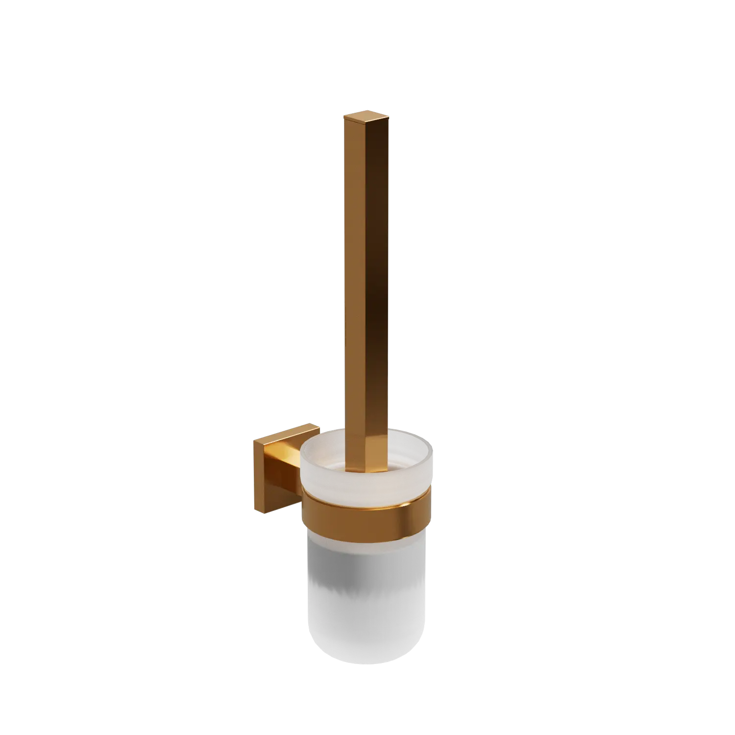 EZRA BRUSHED BRONZE SQUARE TOILET BRUSH AND HOLDER.