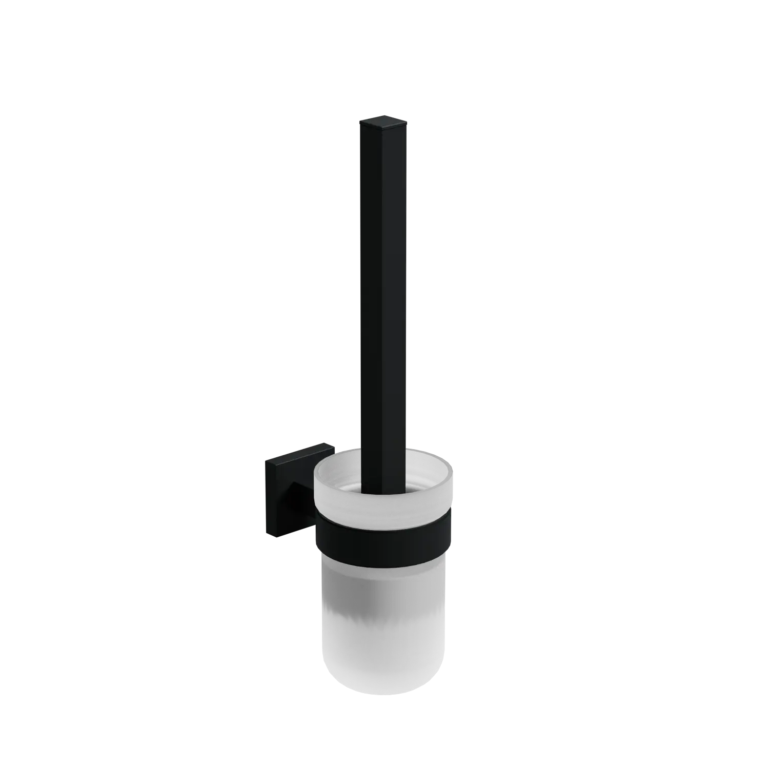 EZRA MATT BLACK SQUARE TOILET BRUSH AND HOLDER.
