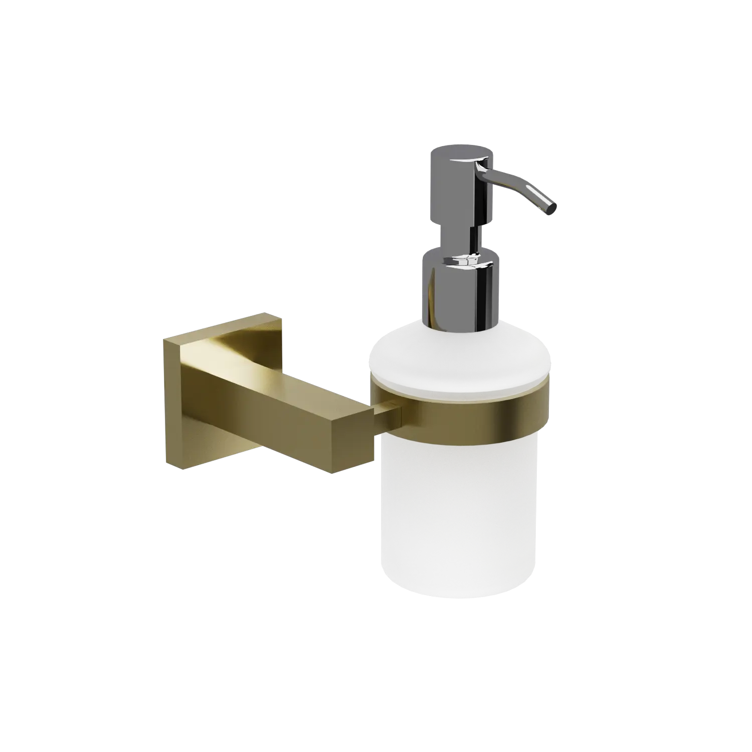 EZRA BRUSHED BRASS SQUARE SOAP DISPENSER & HOLDER.
