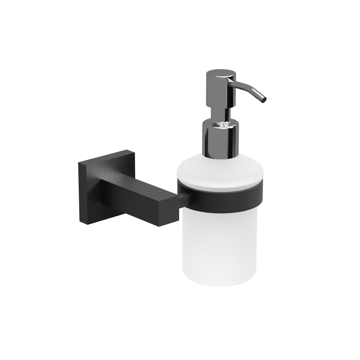 EZRA GUN METAL SQUARE SOAP DISPENSER & HOLDER.