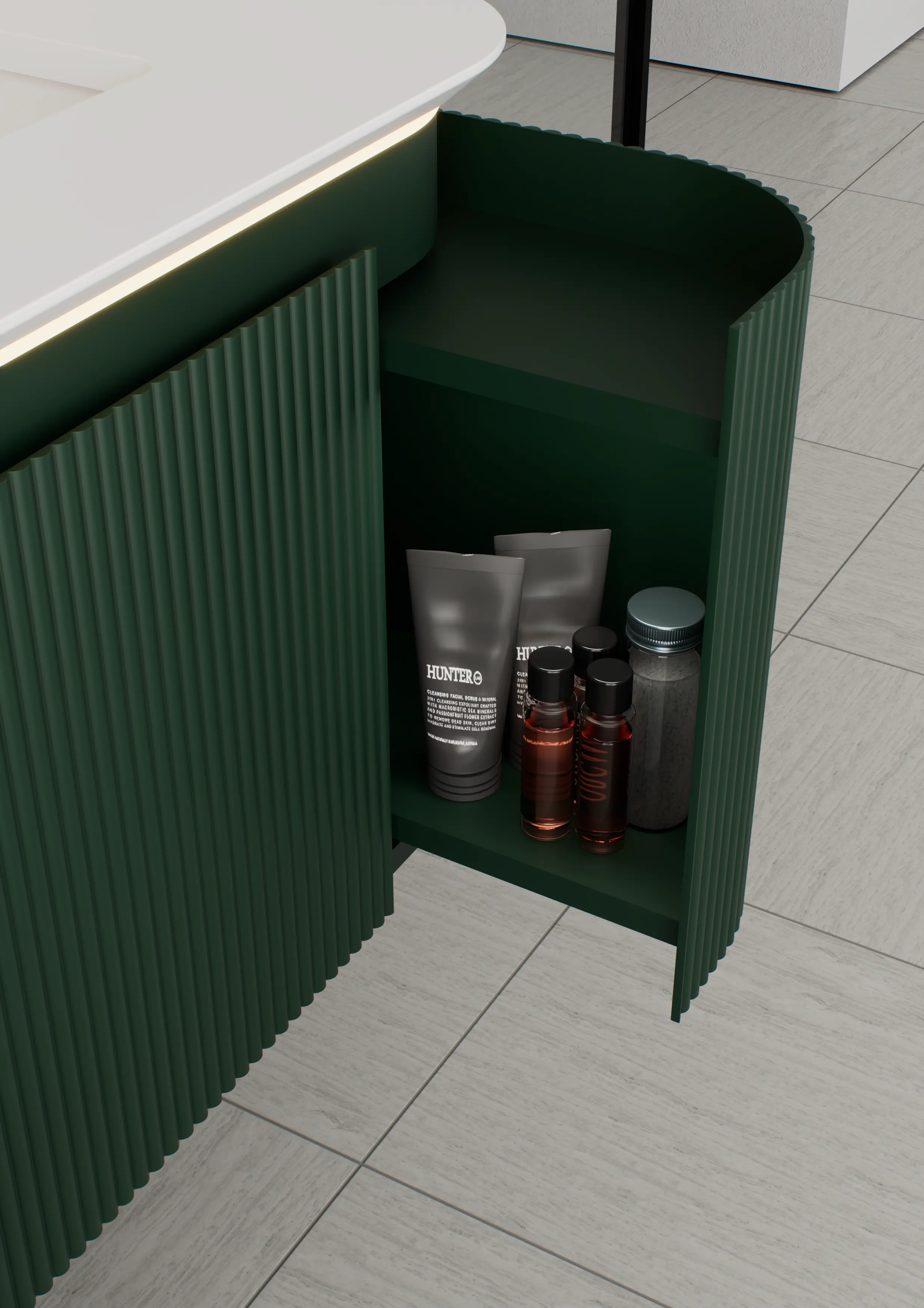 NADU WALL HUNG CABINET WITH LED SENSOR 800mm FIR GREEN