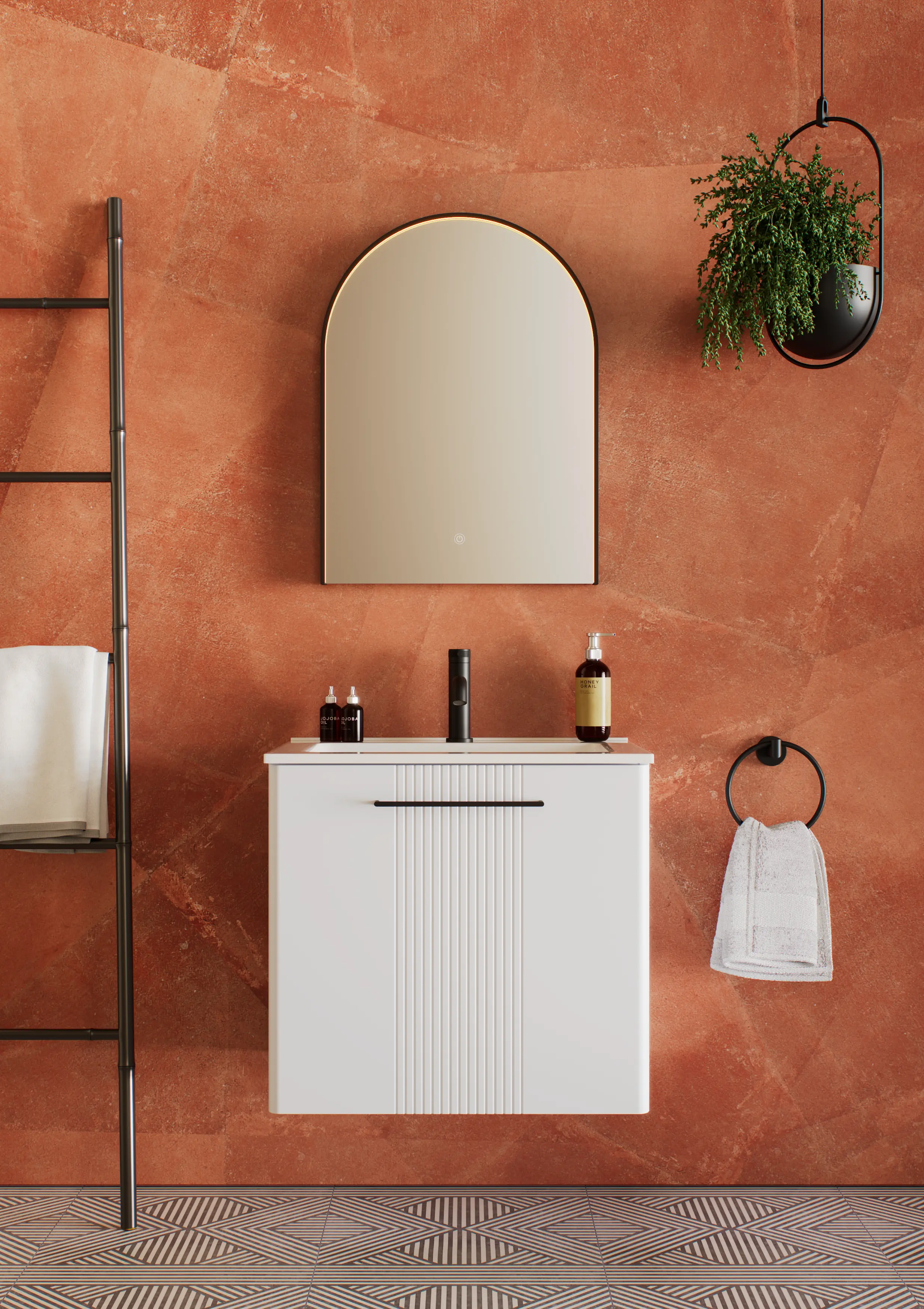 EALA 800mm WALL HUNG UNIT MATT WHITE WITH INSET BASIN.