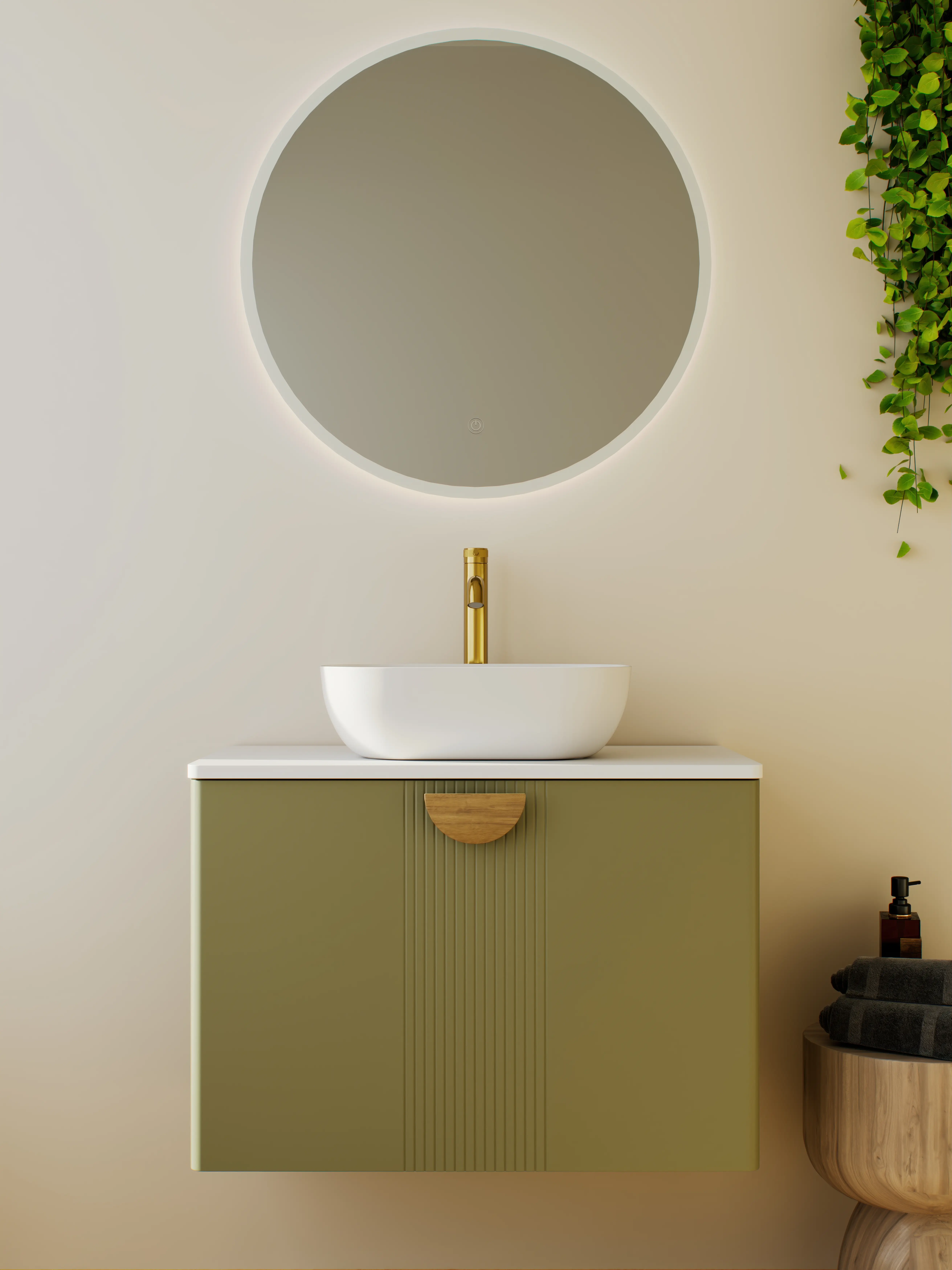 ÉALA 800MM WALL HUNG UNIT Pistachio Green