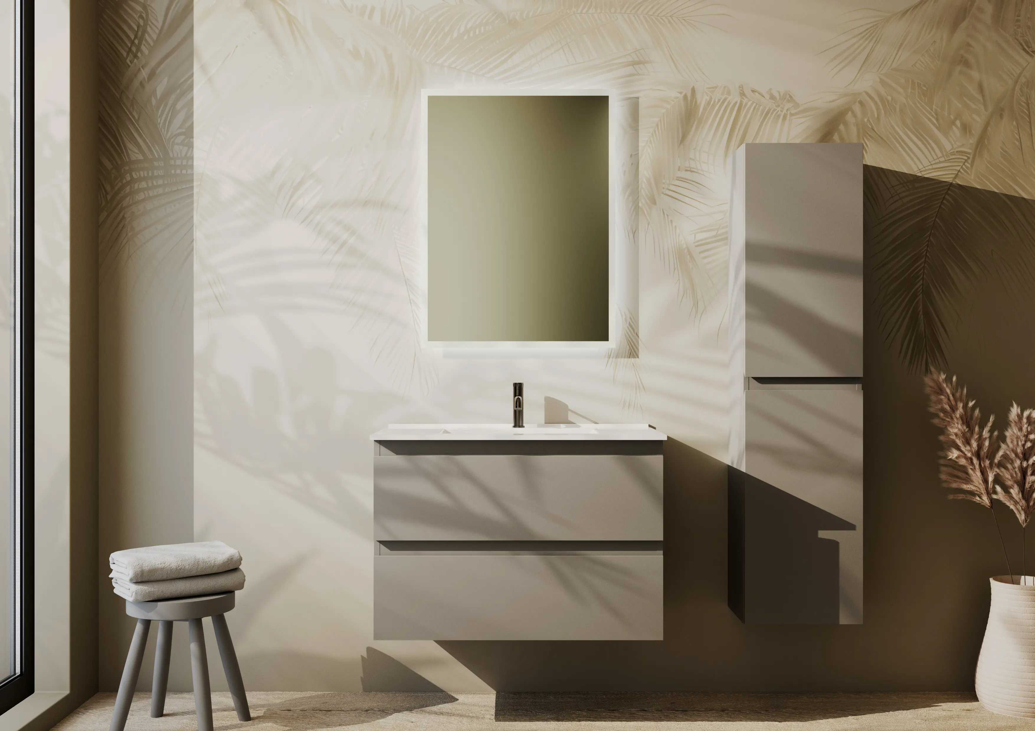 INCLINE 800MM WALL HUNG UNIT & BASIN Grey