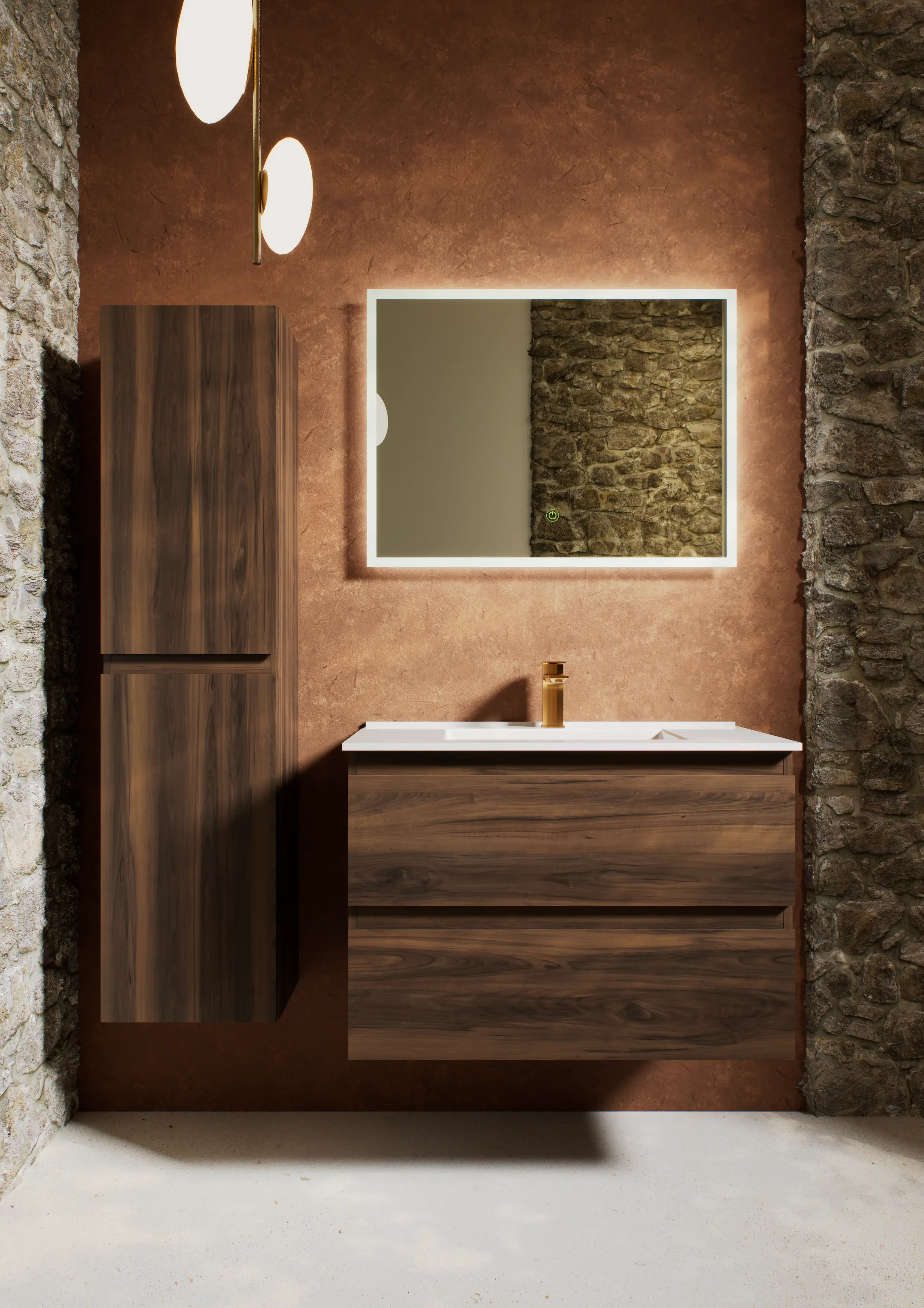 INCLINE WALL HUNG TALL BOY Walnut