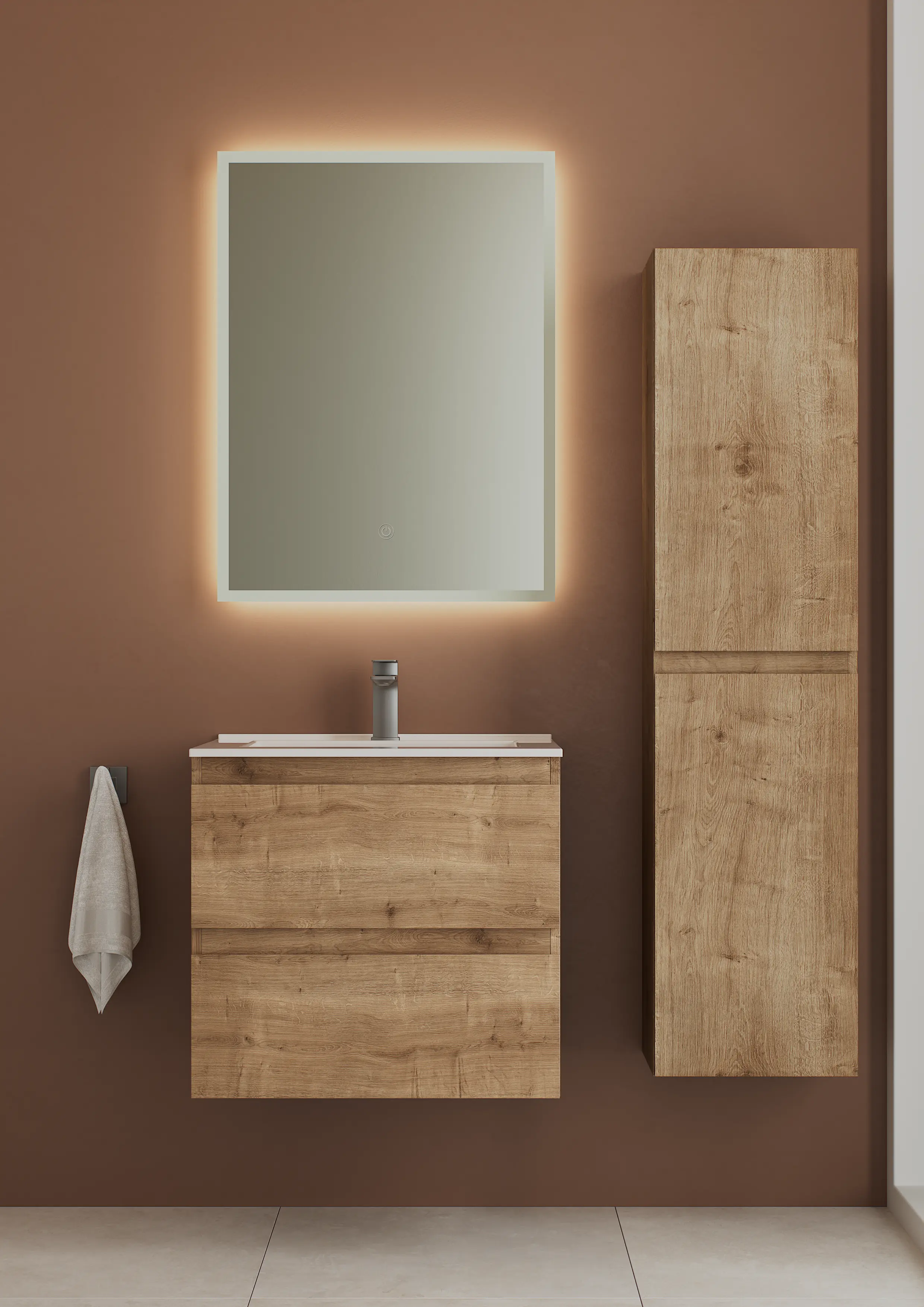 INCLINE WALL HUNG TALL BOY Oak