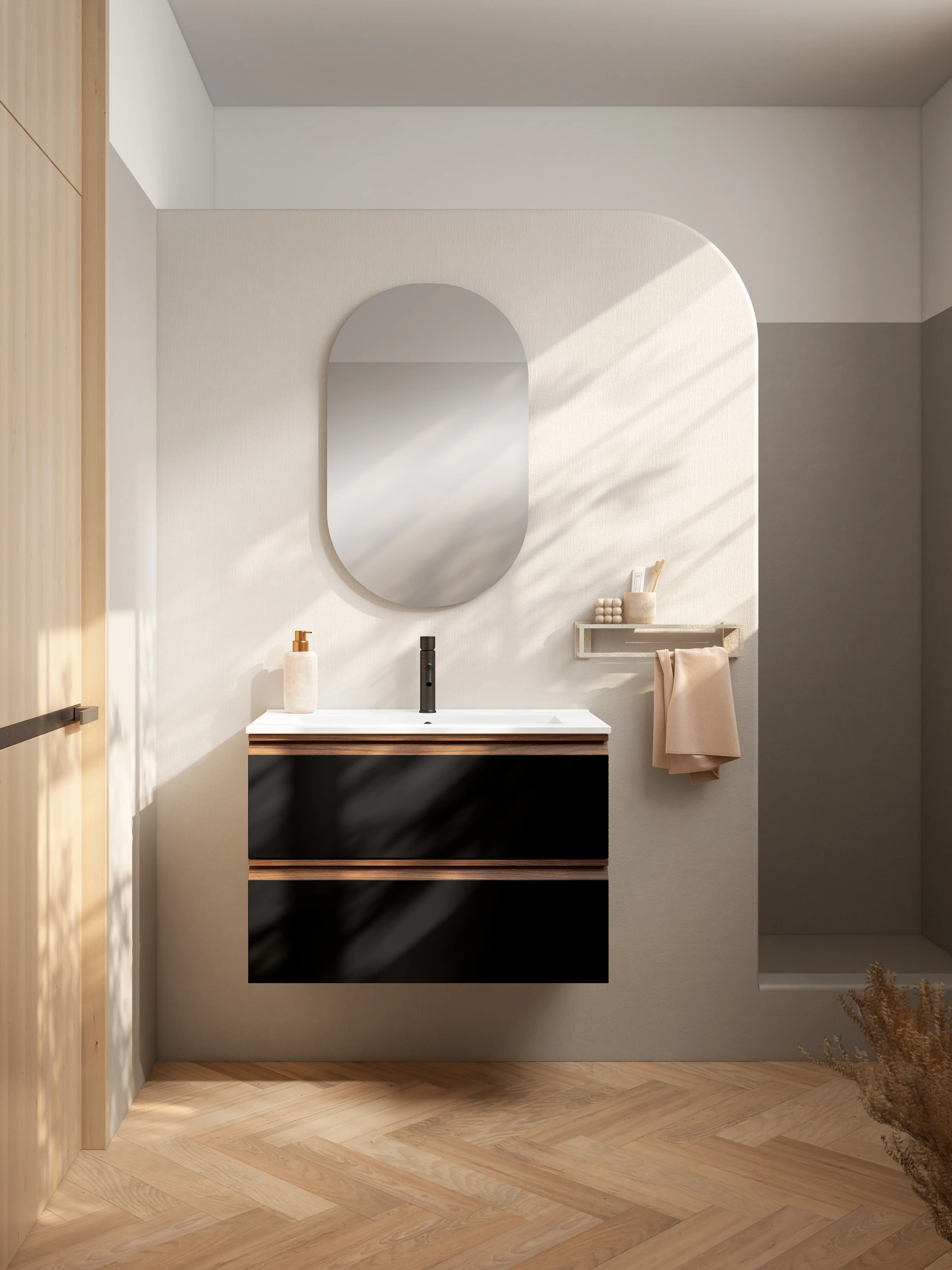 PHOENIX 800MM WALL HUNG UNIT & BASIN Black