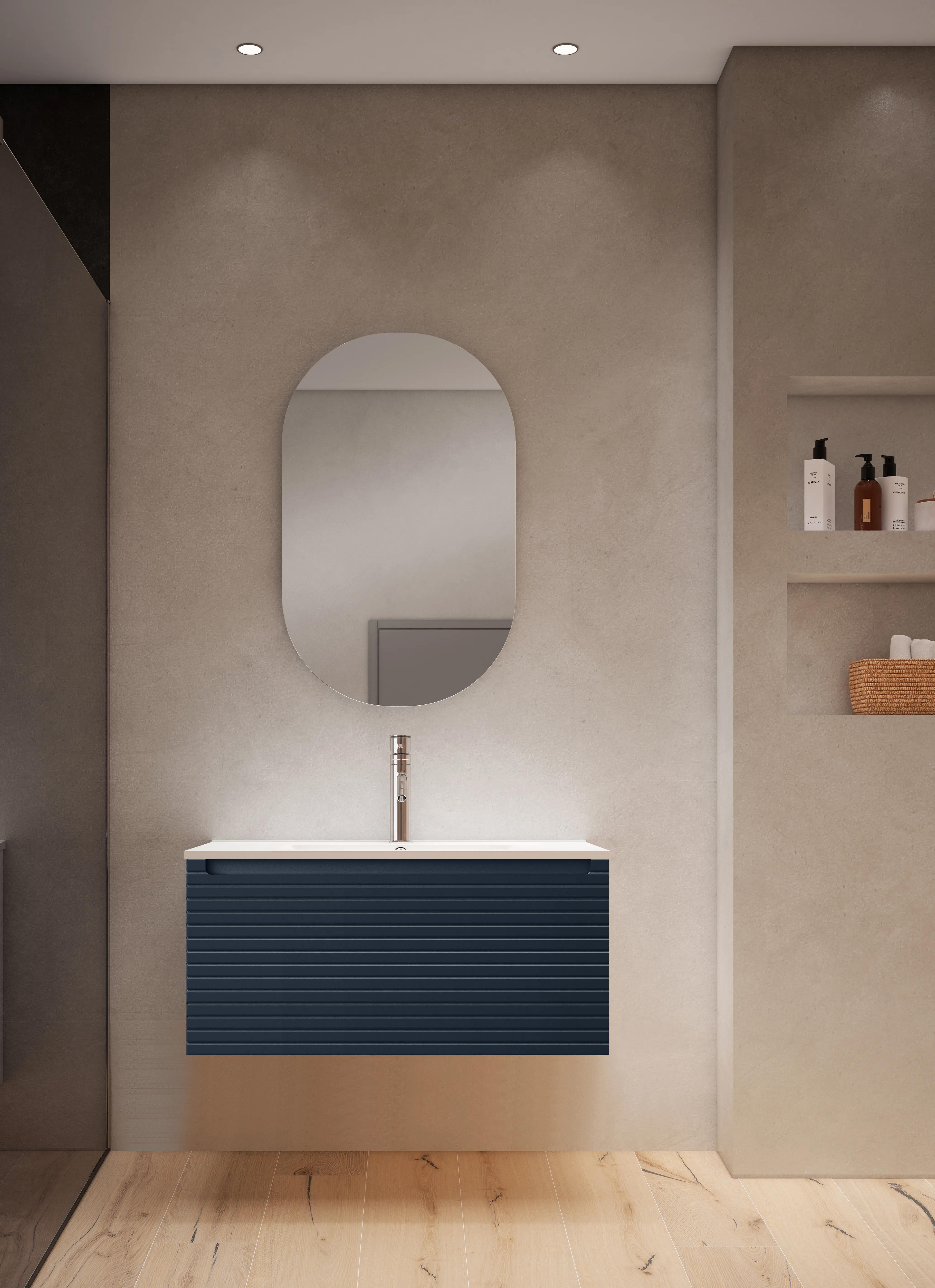 ARDEN 800MM WALL HUNG UNIT & BASIN Navy