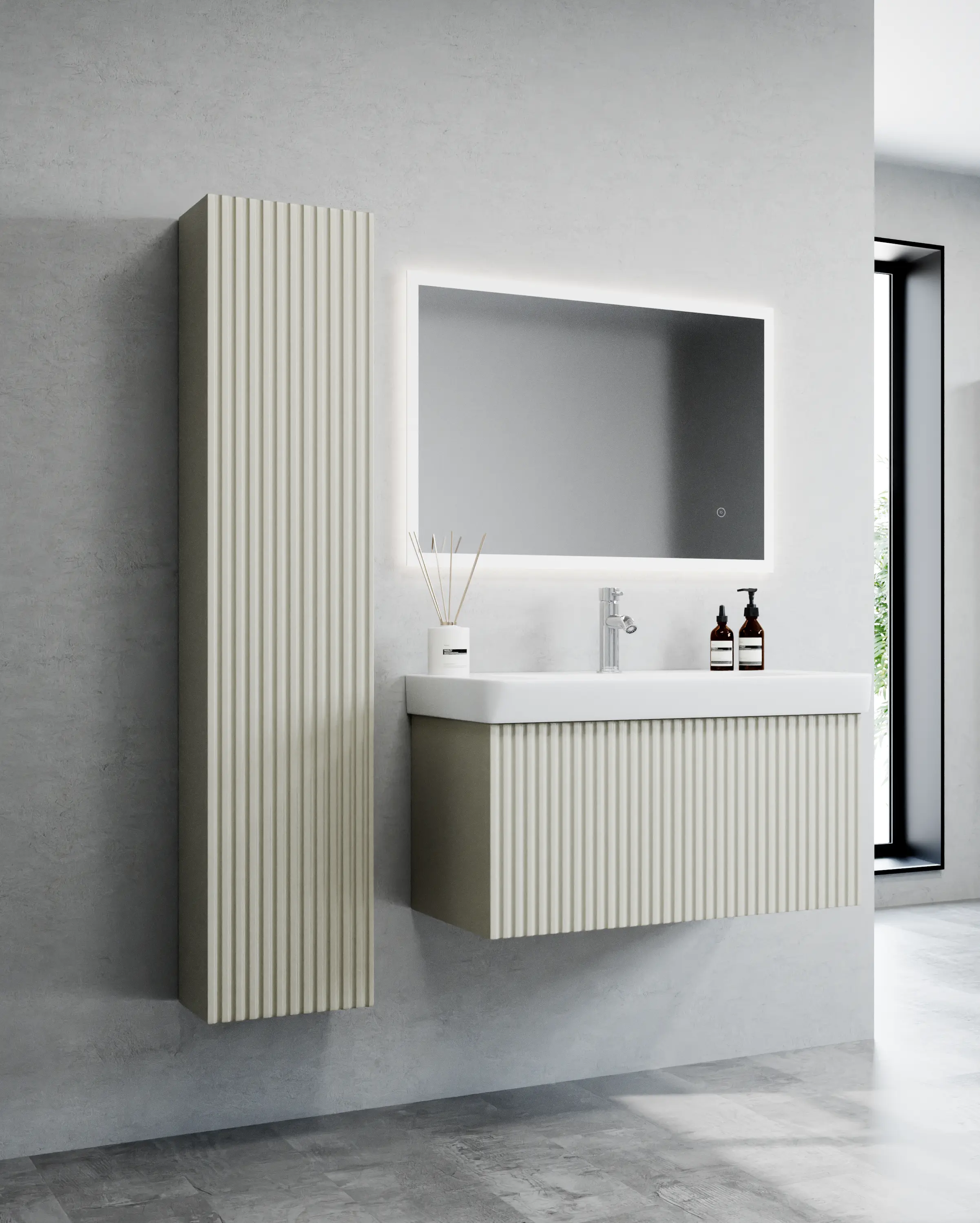 SOHO 600MM WALL HUNG UNIT & BASIN Beige