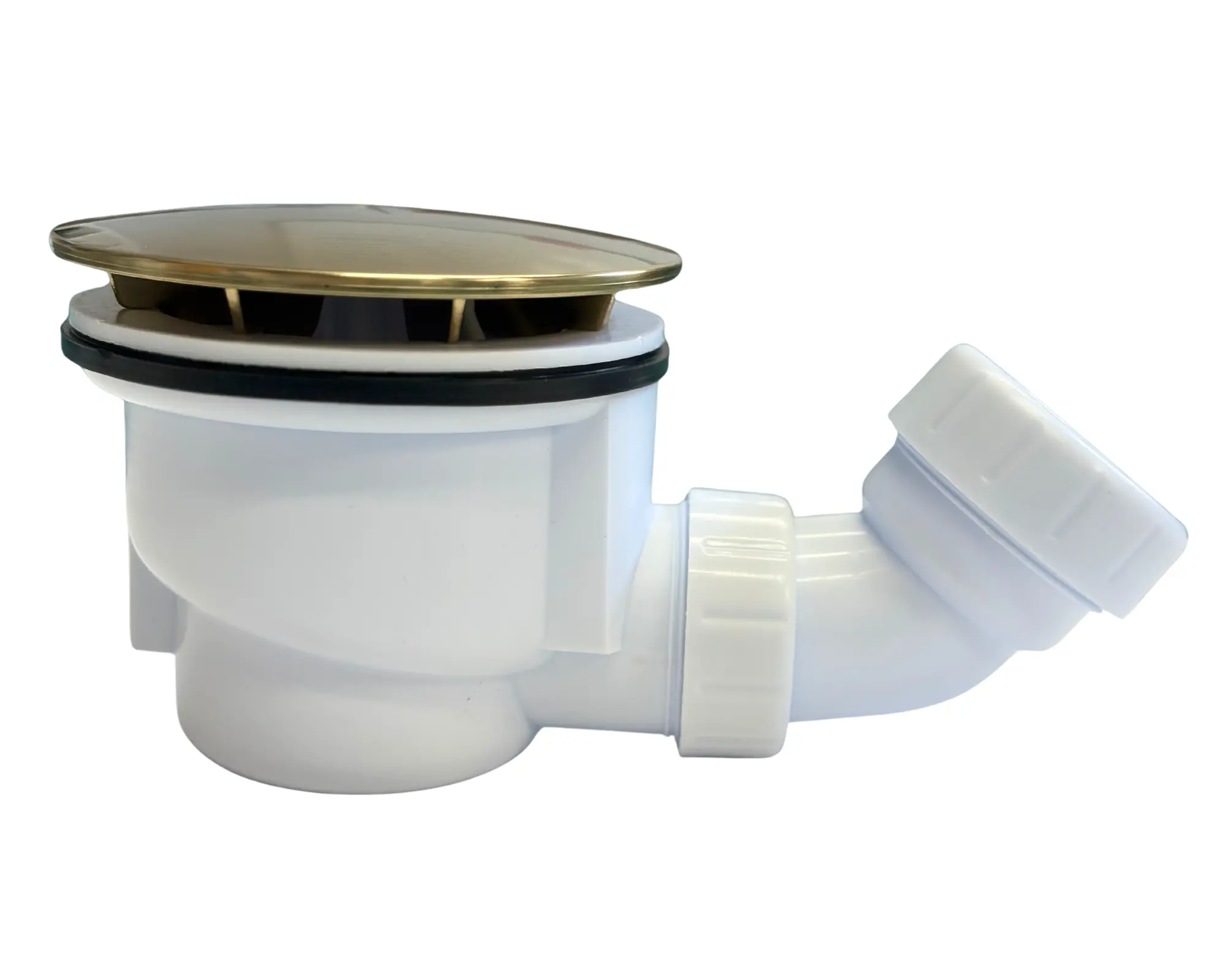 90MM LOW-PROFILE SHOWER TRAP & WASTE BRUSHED BRASS