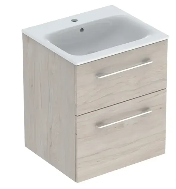 Selnova Square 55 cm Slim Basin & One Door Vanity Unit, Light Hickory
