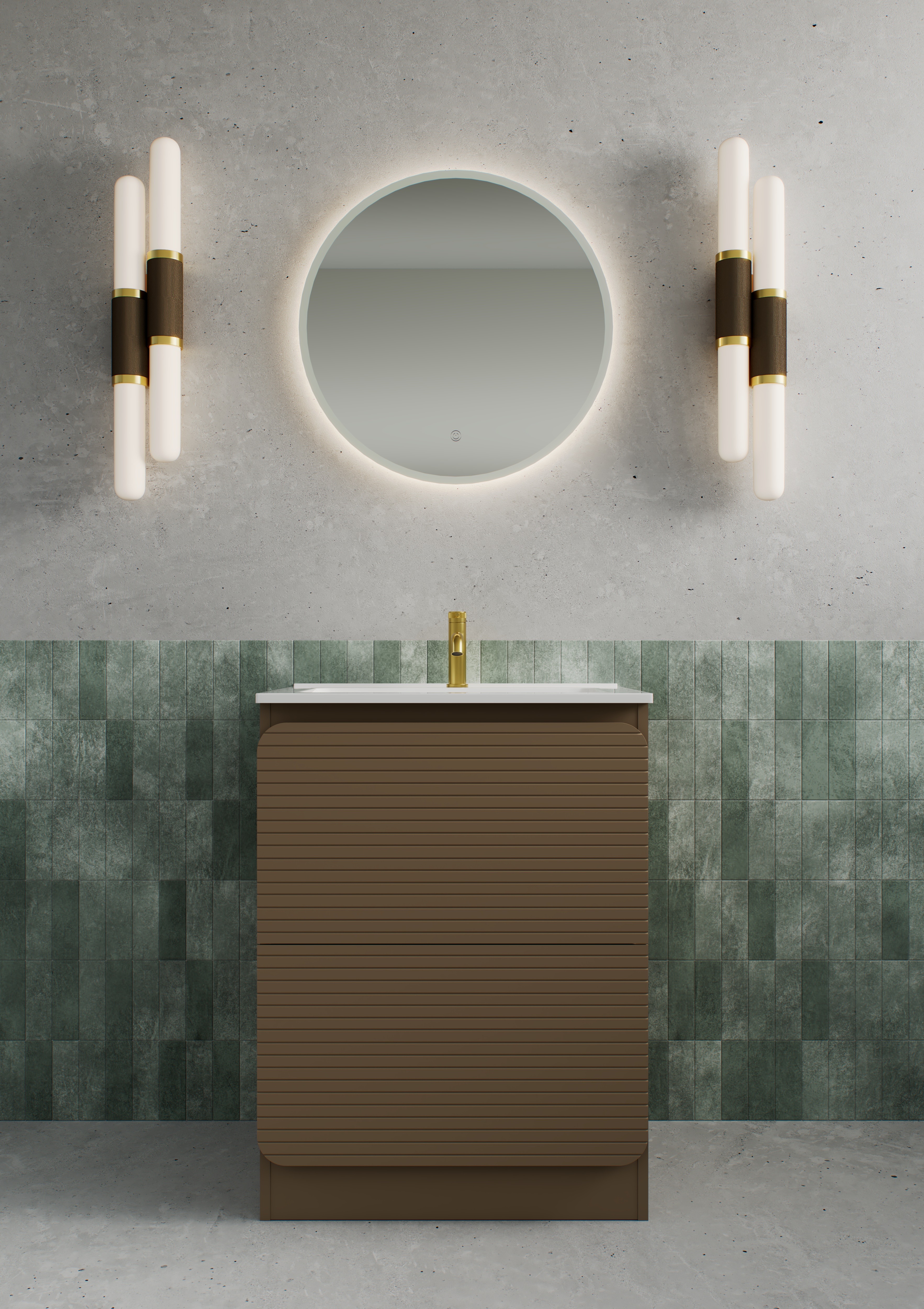 RÍAN 600MM FLOOR STANDING TWO-DRAWER UNIT & BASIN Mocha