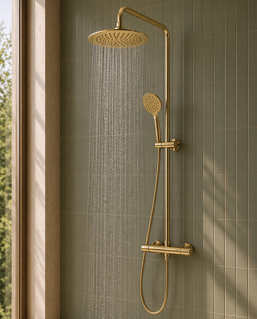 THERMOSTATIC SHOWER VALVE - Brushed brass