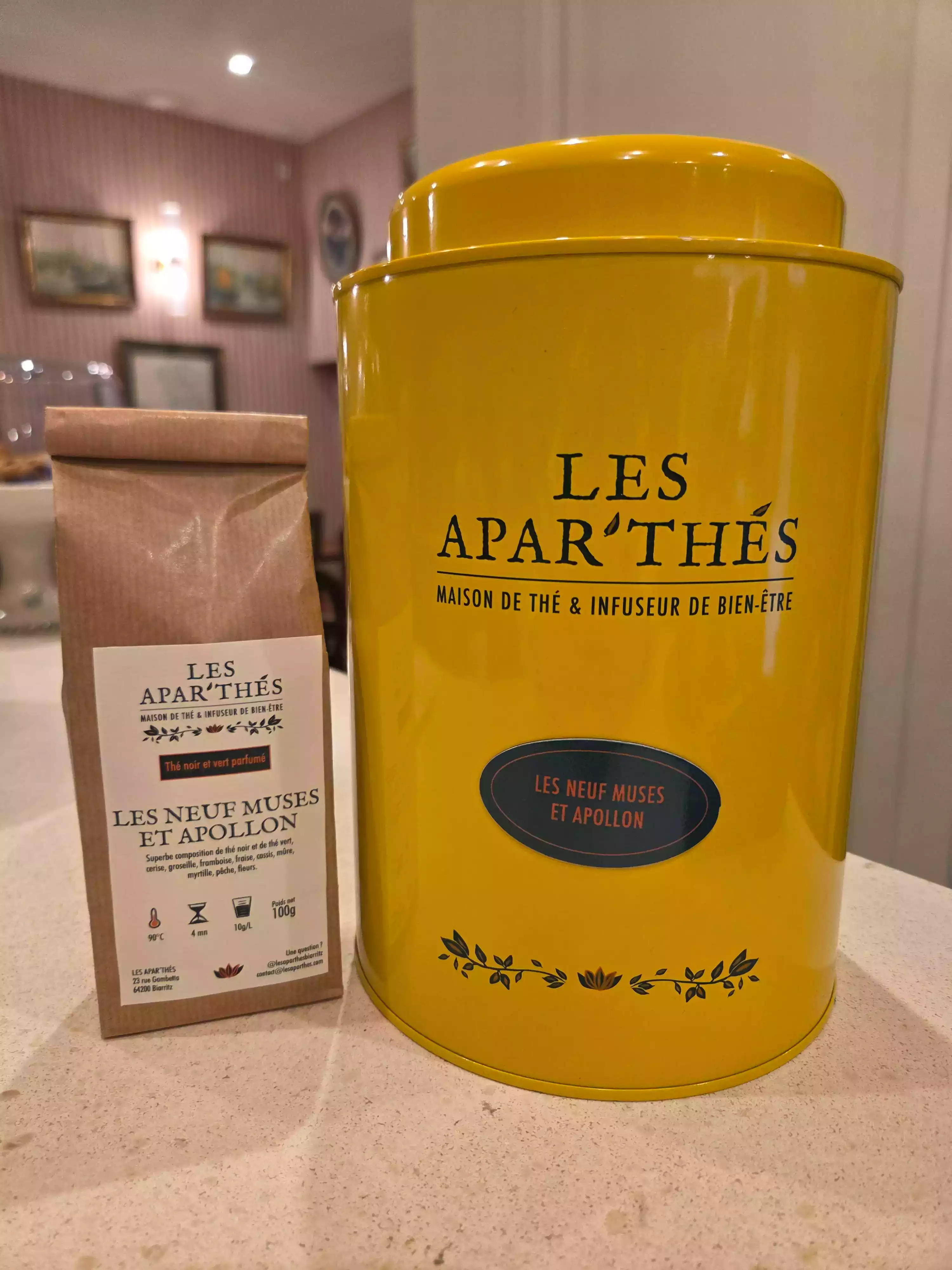 Boîte Les 9 muses et Apollon thé parfumé fruits rouges, thé gourmand — thé parfumé - fruits rouges - thé glacé - thé chaud - Biarritz - Pays Basque - maison de thé