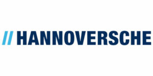 Hannoversche Versicherungslogo mit zwei blauen Schrägstrichen und dem Schriftzug HANNOVERSCHE in Dunkelblau.