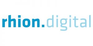 Logo mit dem Text 'rhion.digital' in Blautönen.