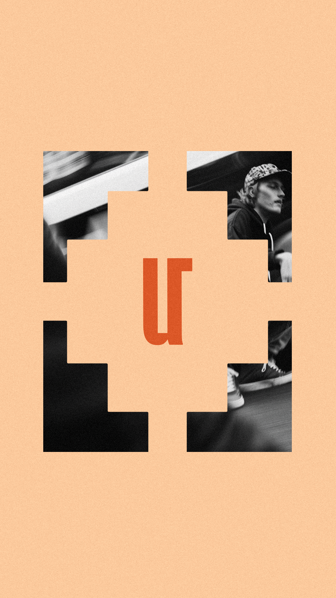 Peach and orange graphic with submark for a fashion brand selling t-shirts