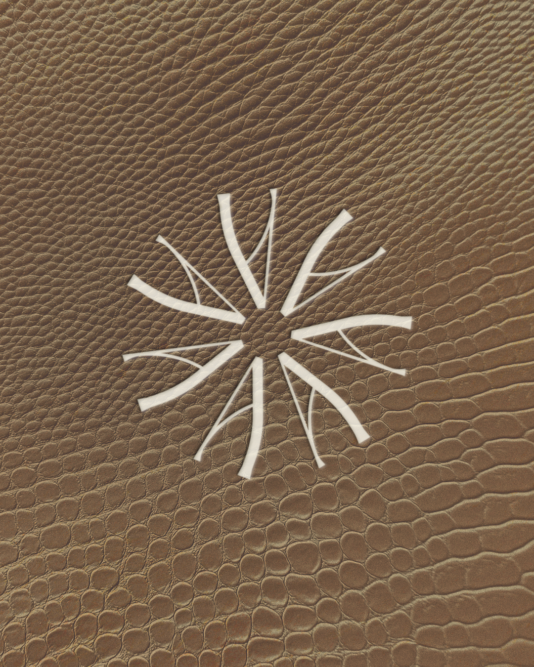 Submark logo for a messaging strategist brand on a textured gold background