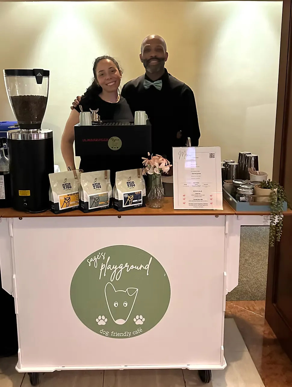Sage's Playground coffee cart at a Tampa Bay corporate event