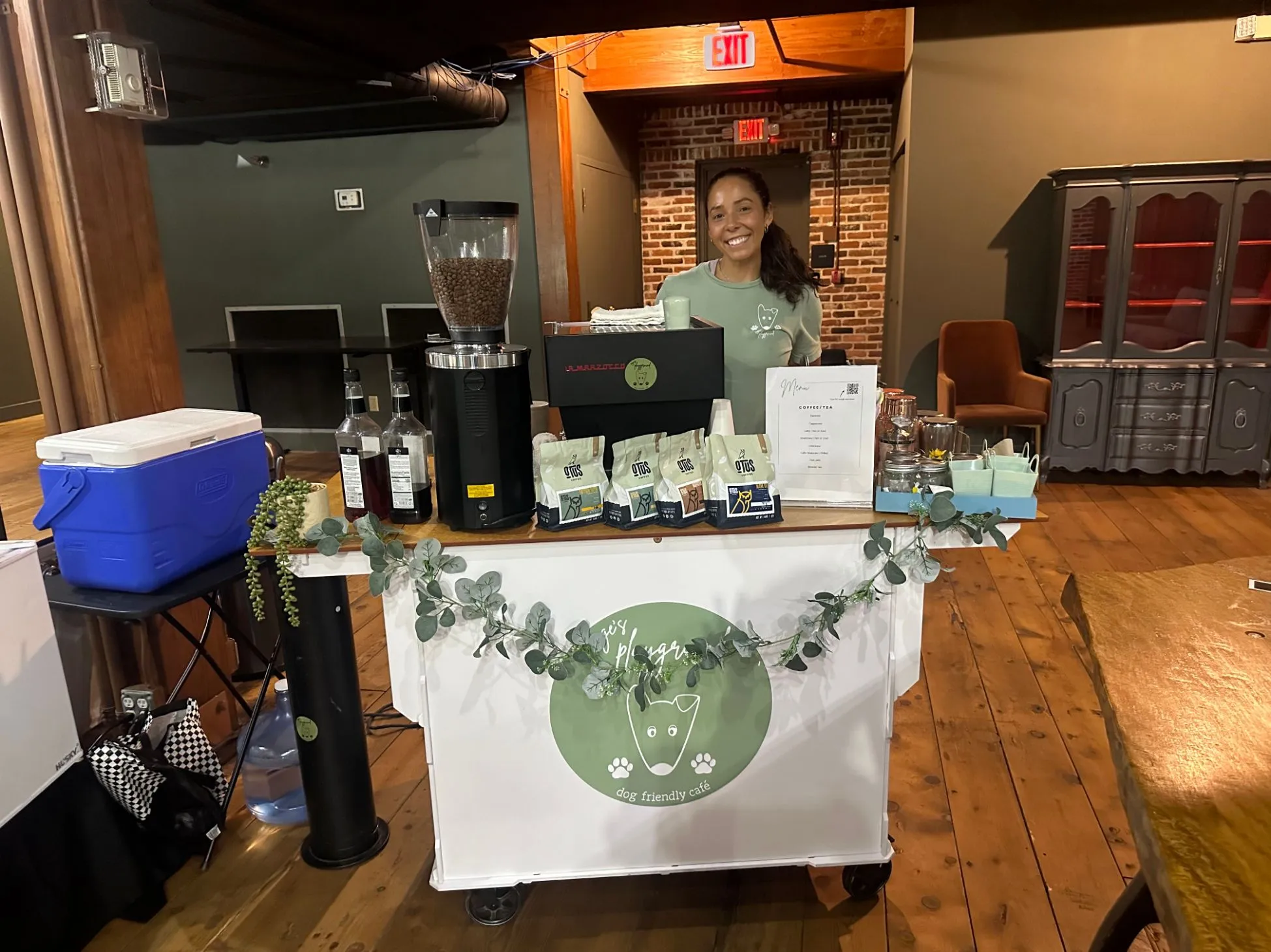 Sage's Playground coffee cart set up at a Tampa Bay corporate event