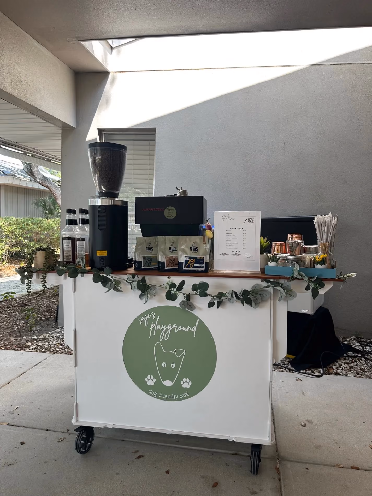 The Sage's Playground coffee cart set up at a local market in Tampa Bay