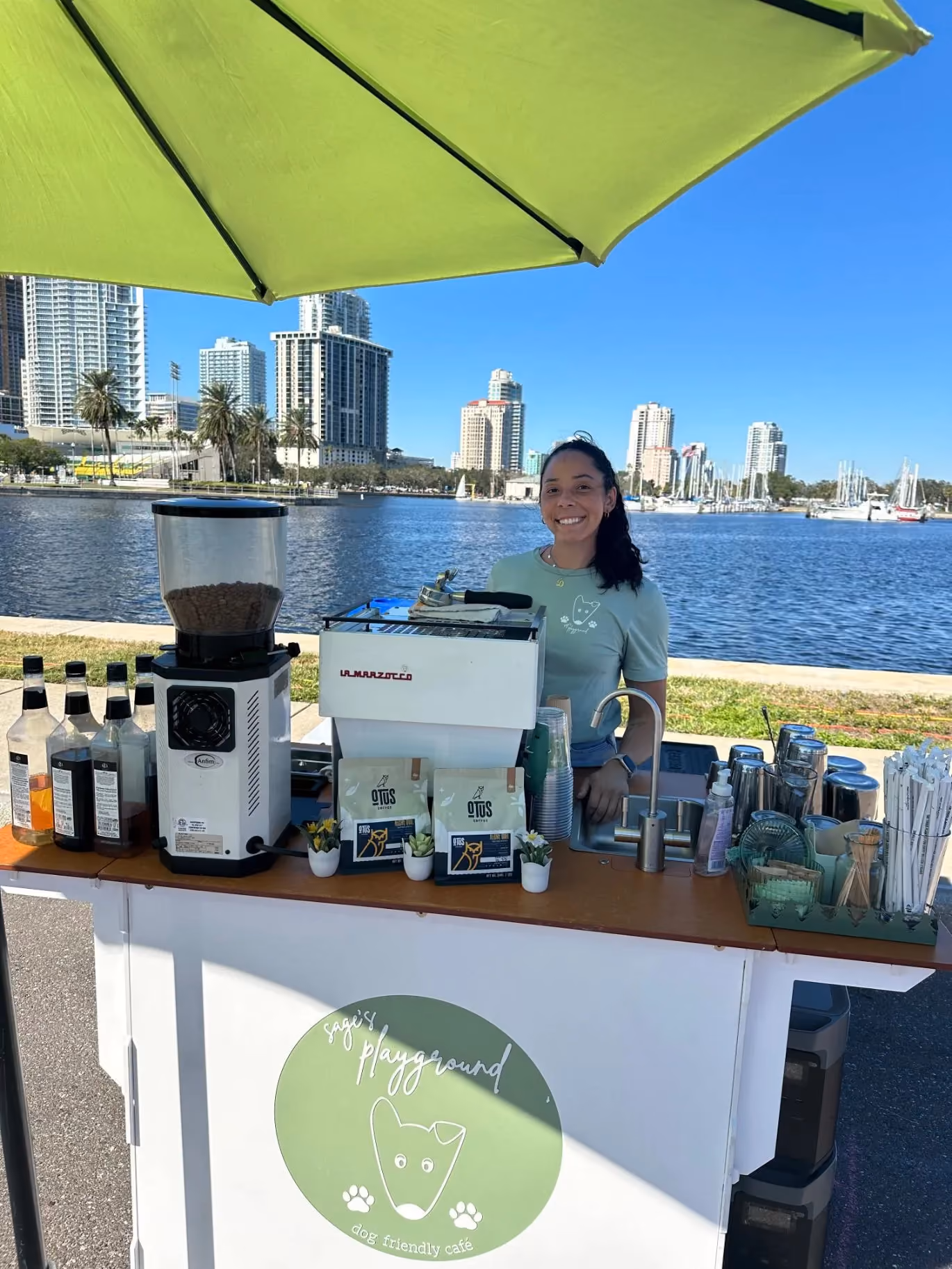 Dyllan serving specialty coffee at a Tampa Bay event